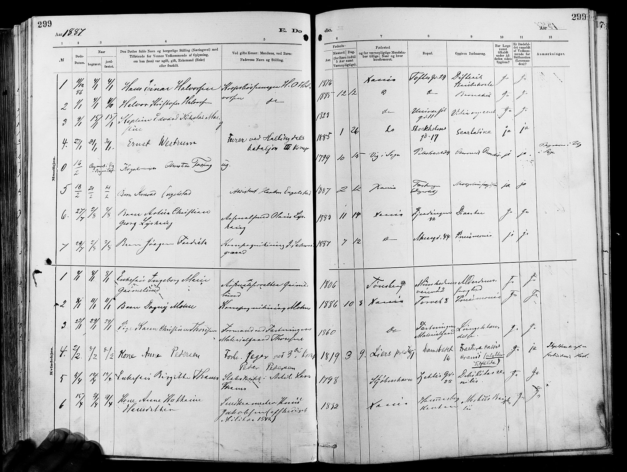Garnisonsmenigheten Kirkebøker, SAO/A-10846/F/Fa/L0012: Parish register (official) no. 12, 1880-1893, p. 299