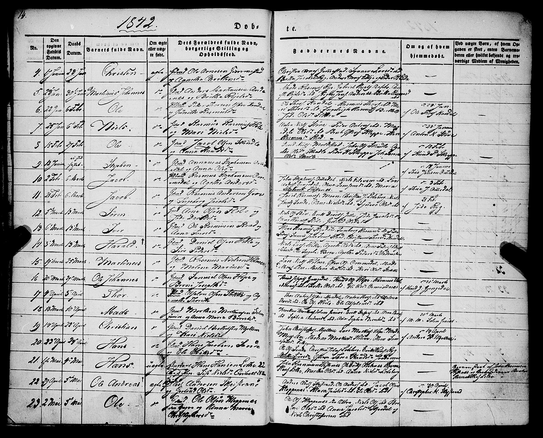 Gloppen sokneprestembete, AV/SAB-A-80101/H/Haa/Haaa/L0008: Parish register (official) no. A 8, 1837-1855, p. 14