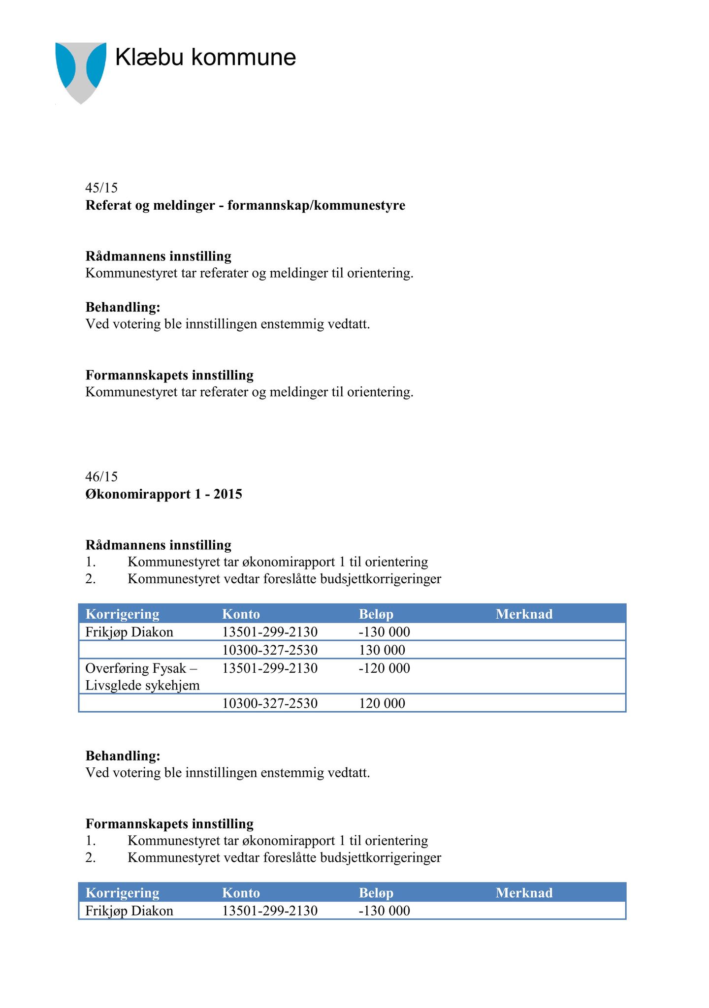 Klæbu Kommune, TRKO/KK/02-FS/L008: Formannsskapet - Møtedokumenter, 2015, p. 1447