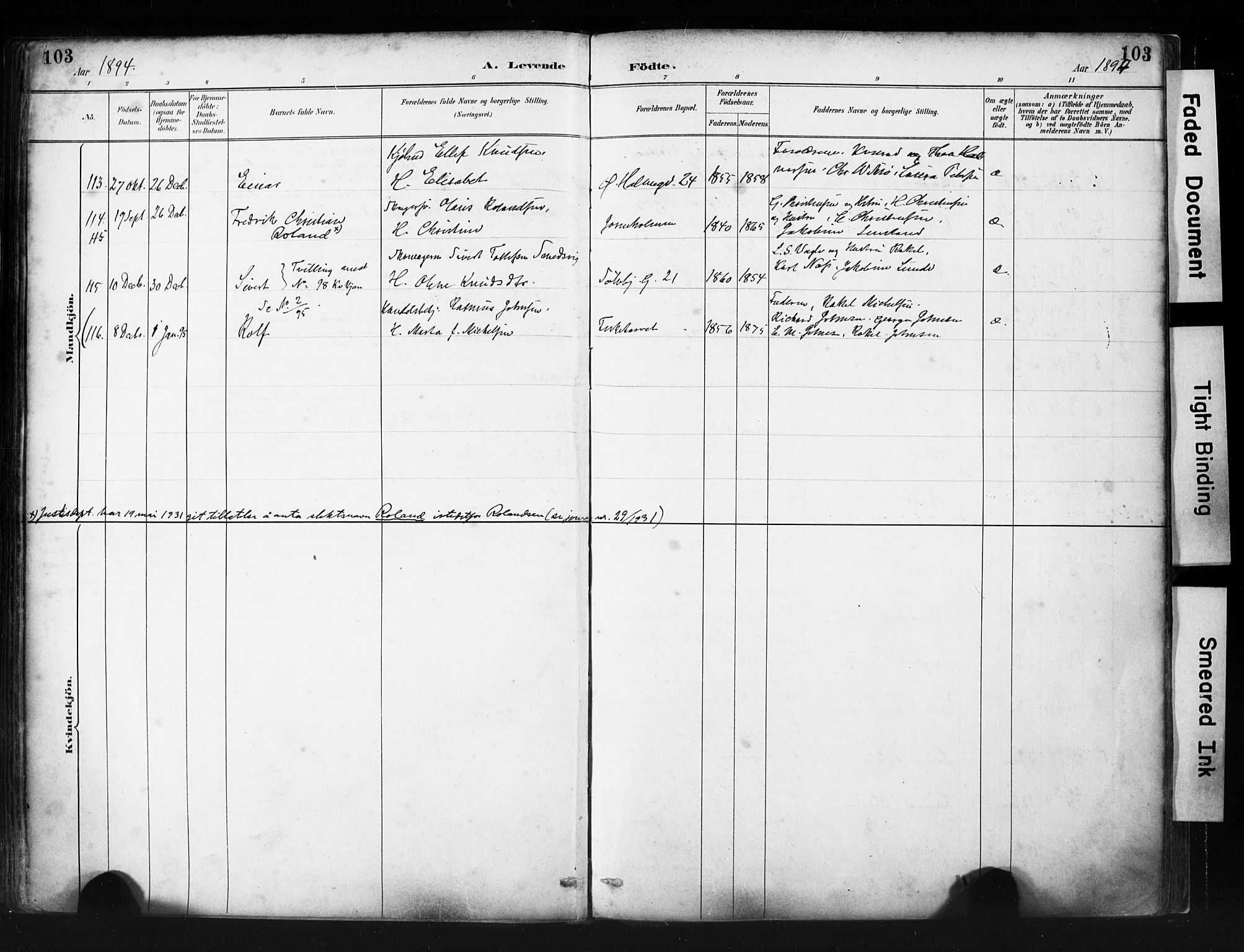 St. Petri sokneprestkontor, AV/SAST-A-101813/001/30/30BA/L0019: Parish register (official) no. A 20, 1888-1901, p. 103