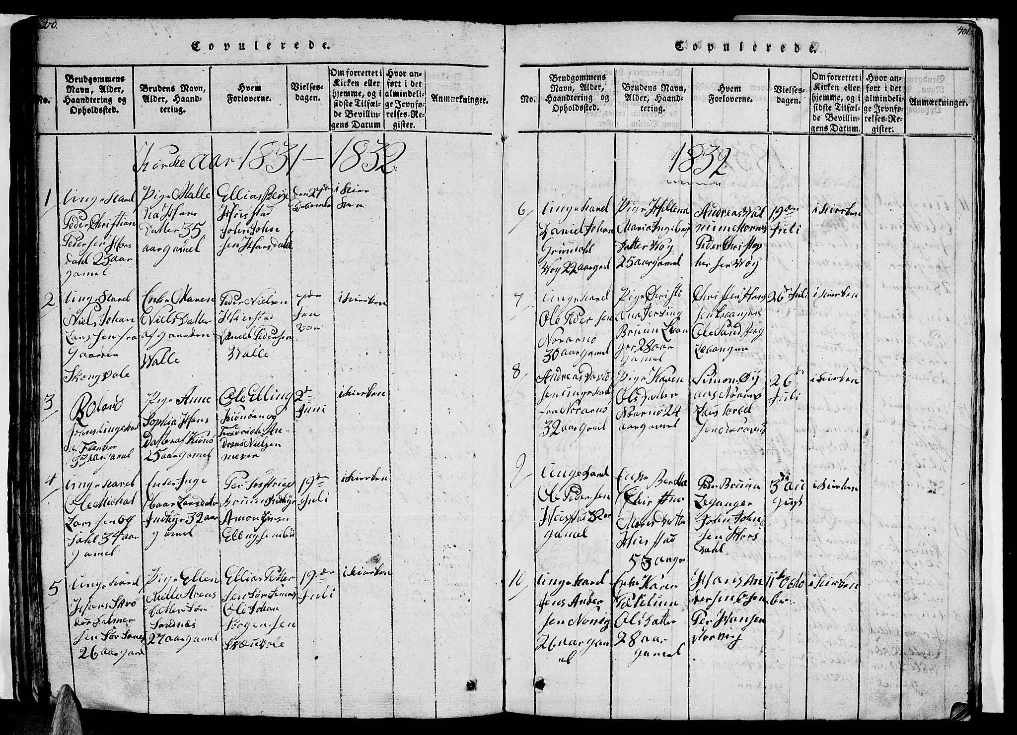 Ministerialprotokoller, klokkerbøker og fødselsregistre - Nordland, AV/SAT-A-1459/805/L0105: Parish register (copy) no. 805C01, 1820-1839, p. 400-401