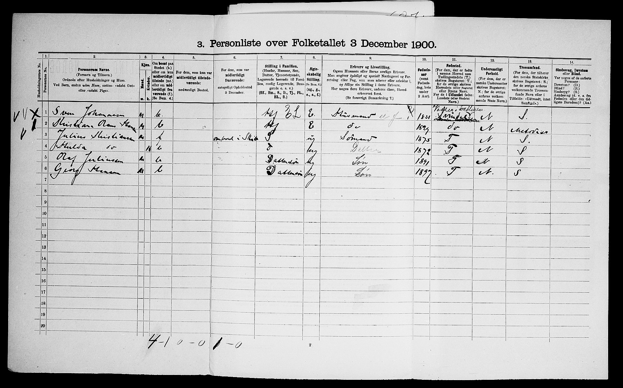 SAO, 1900 census for Onsøy, 1900, p. 1736