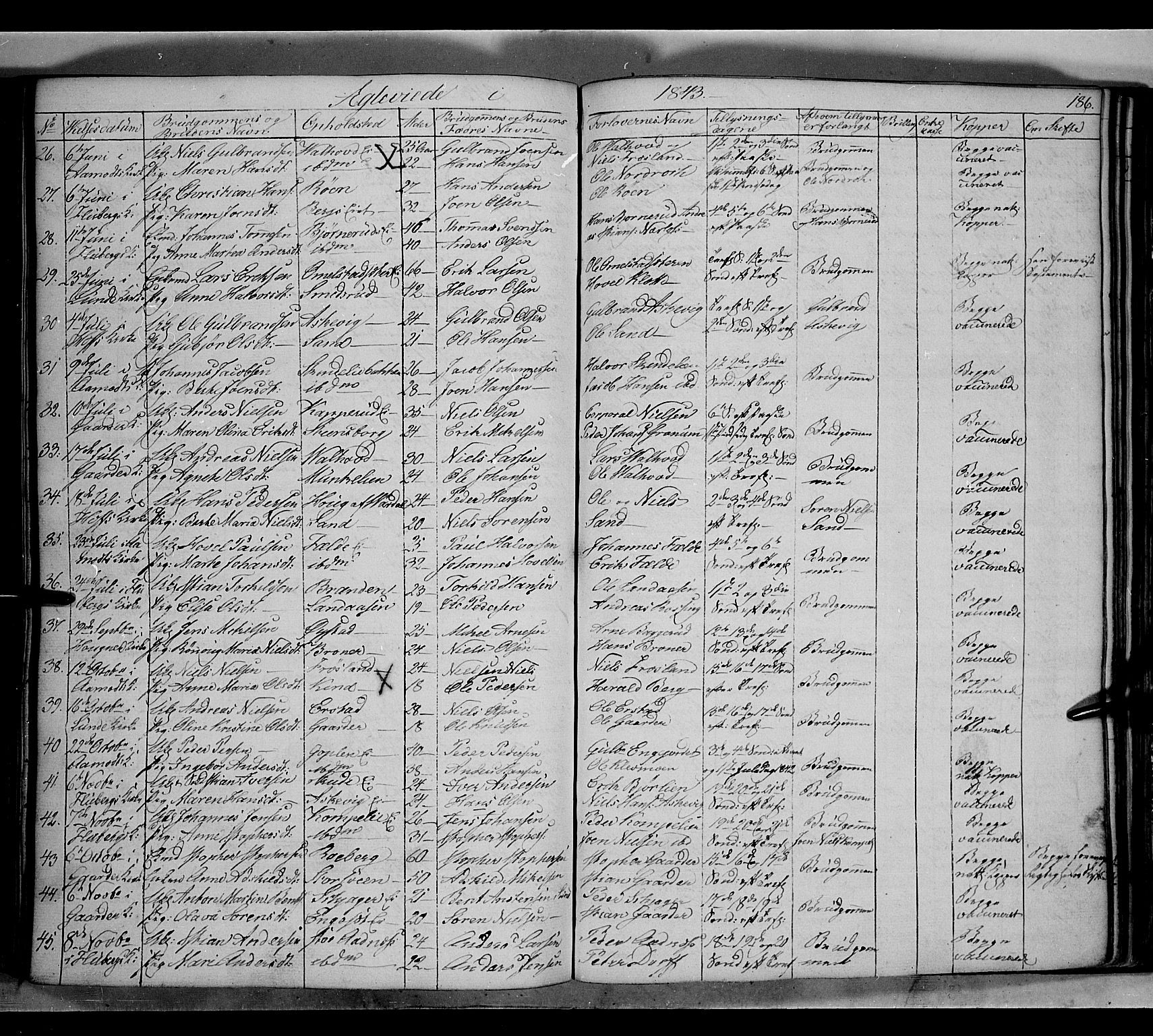 Land prestekontor, AV/SAH-PREST-120/H/Ha/Hab/L0002: Parish register (copy) no. 2, 1833-1849, p. 186