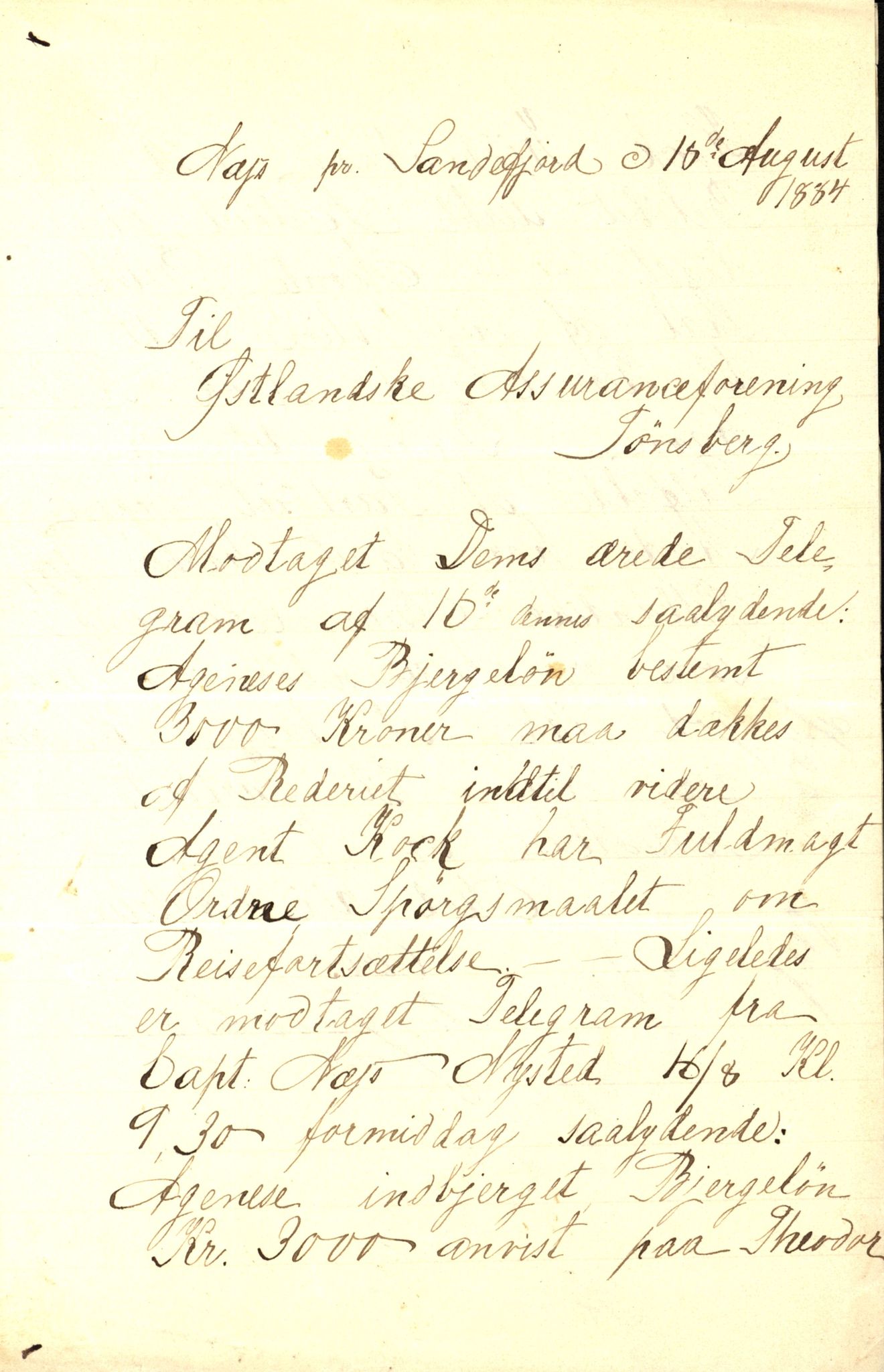 Pa 63 - Østlandske skibsassuranceforening, VEMU/A-1079/G/Ga/L0017/0009: Havaridokumenter / Agnese, Agnes, Adelphia, Kvik, Varnæs, 1884, p. 30