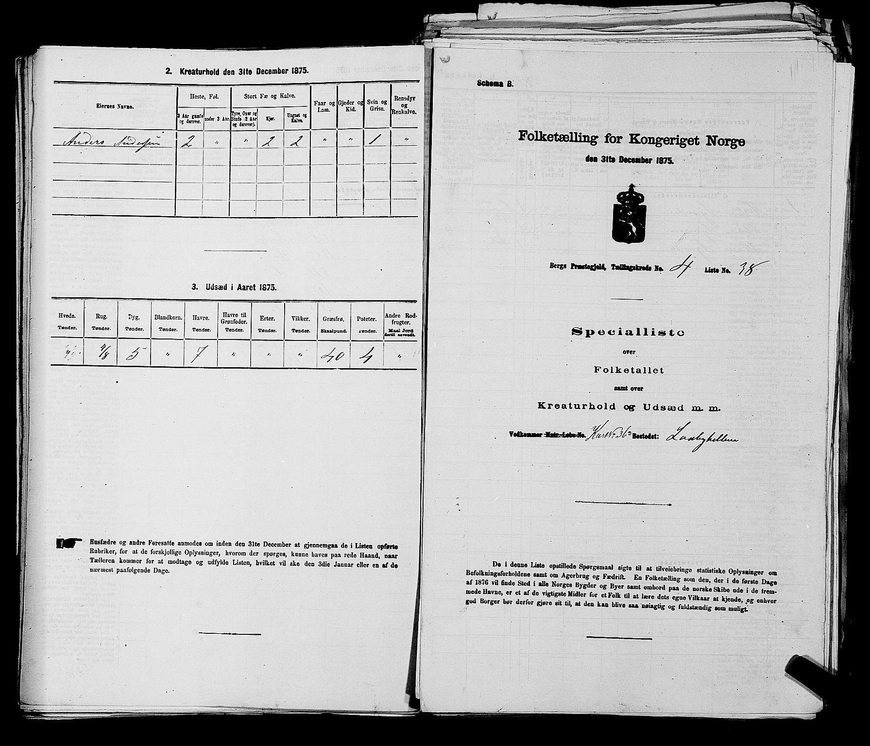 RA, 1875 census for 0116P Berg, 1875, p. 479