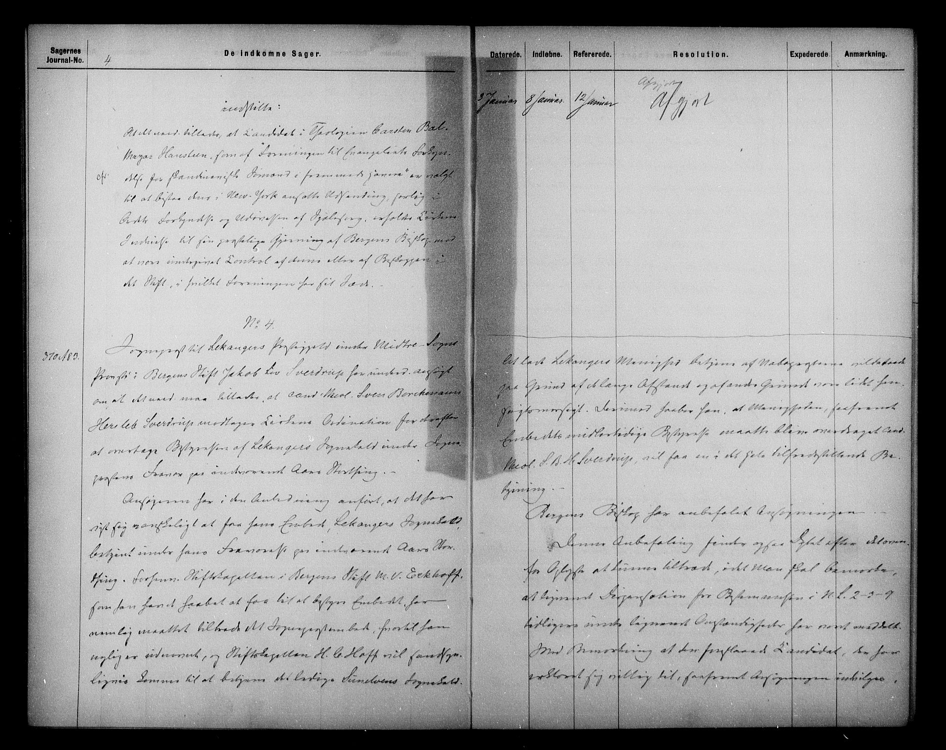 Kirke- og undervisningsdepartementet, Kontoret  for kirke og geistlighet A, AV/RA-S-1007/A/Aa/L0219: Referatprotokoll bd. 1. Ref.nr. 1-143, 1883