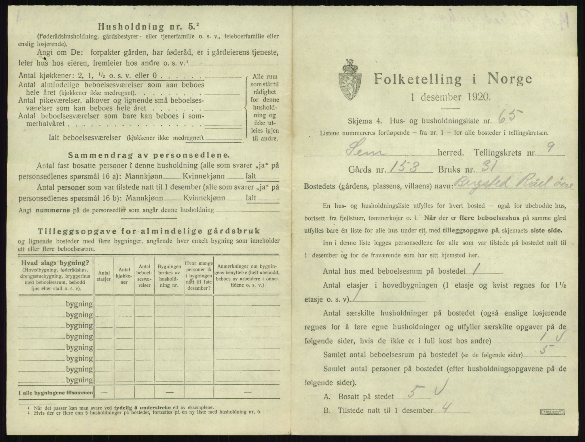 SAKO, 1920 census for Sem, 1920, p. 2084