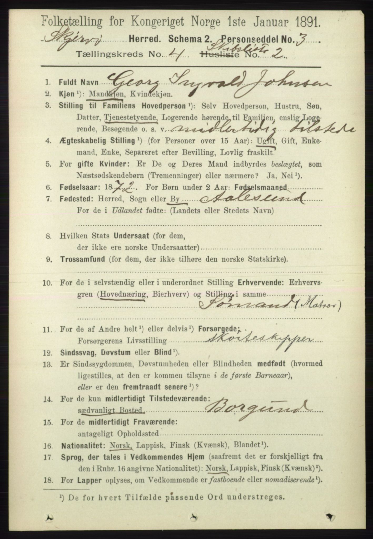 RA, 1891 census for 1941 Skjervøy, 1891, p. 2880