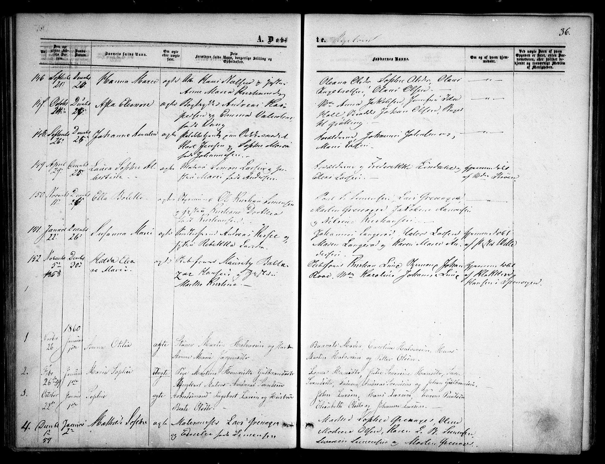 Halden prestekontor Kirkebøker, AV/SAO-A-10909/F/Fa/L0007: Parish register (official) no. I 7, 1857-1865, p. 36