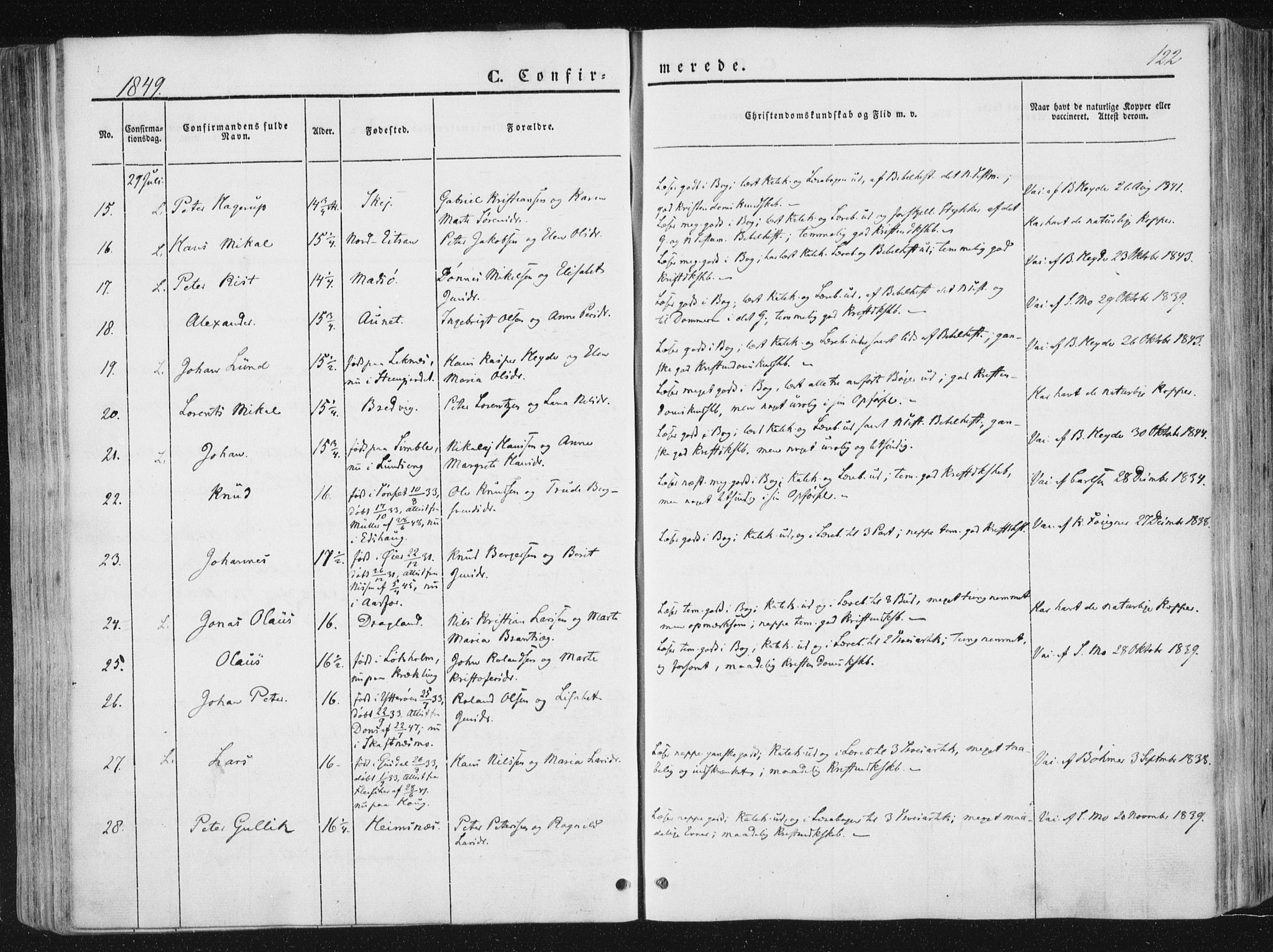 Ministerialprotokoller, klokkerbøker og fødselsregistre - Nord-Trøndelag, SAT/A-1458/780/L0640: Parish register (official) no. 780A05, 1845-1856, p. 122