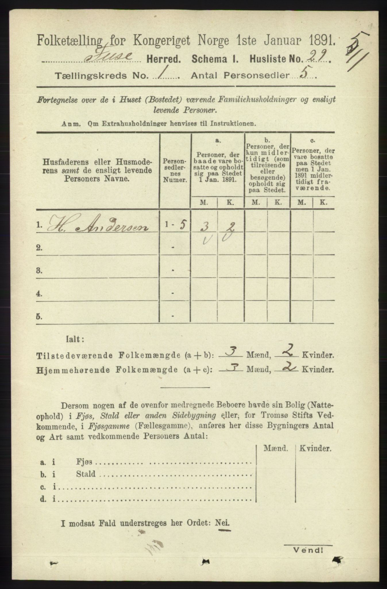 RA, 1891 census for 1241 Fusa, 1891, p. 70