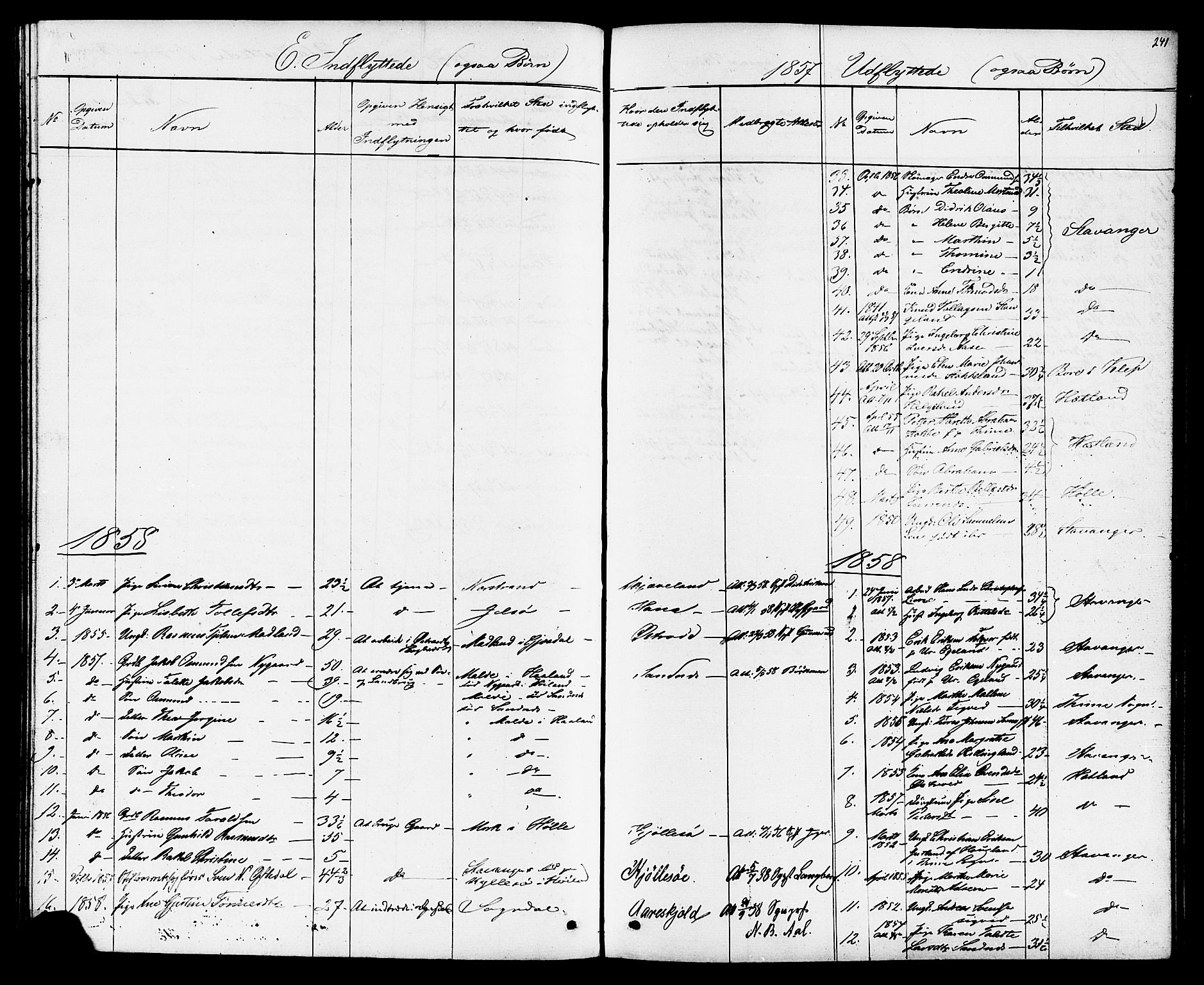Høyland sokneprestkontor, SAST/A-101799/001/30BB/L0001: Parish register (copy) no. B 1, 1854-1873, p. 241