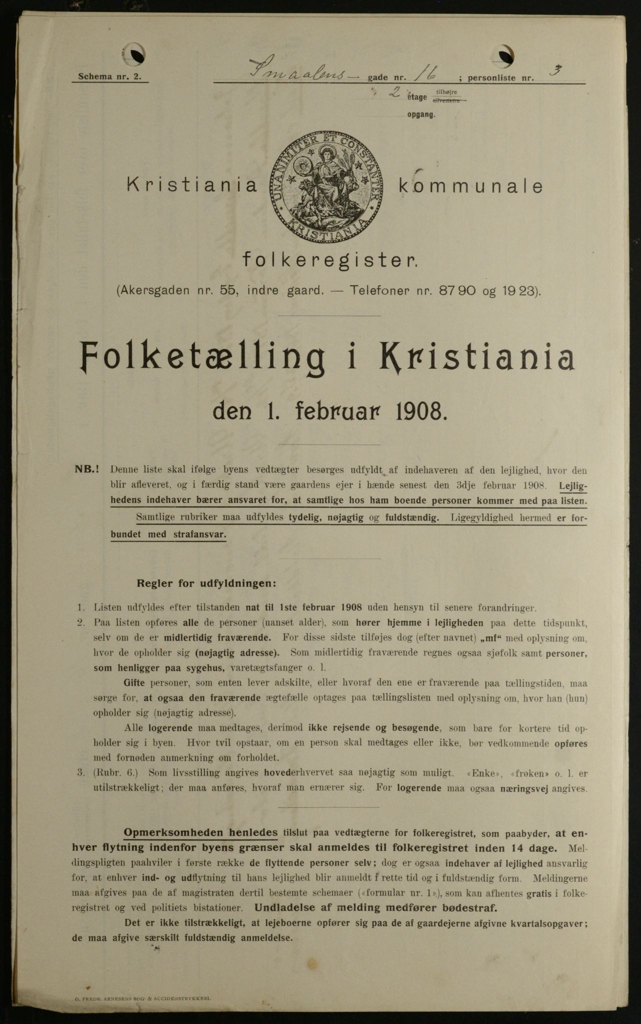 OBA, Municipal Census 1908 for Kristiania, 1908, p. 88109