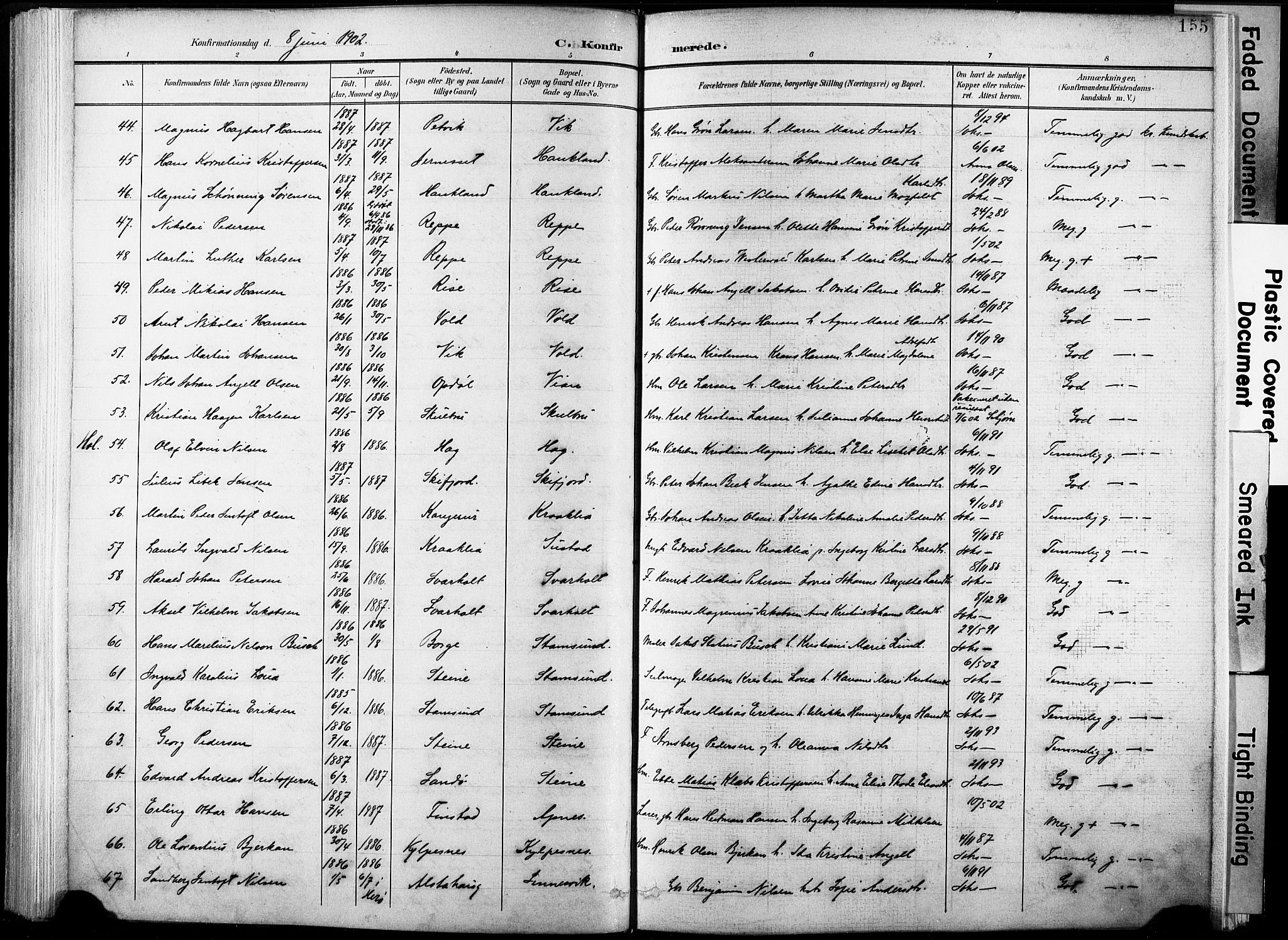 Ministerialprotokoller, klokkerbøker og fødselsregistre - Nordland, SAT/A-1459/881/L1151: Parish register (official) no. 881A04, 1899-1907, p. 155