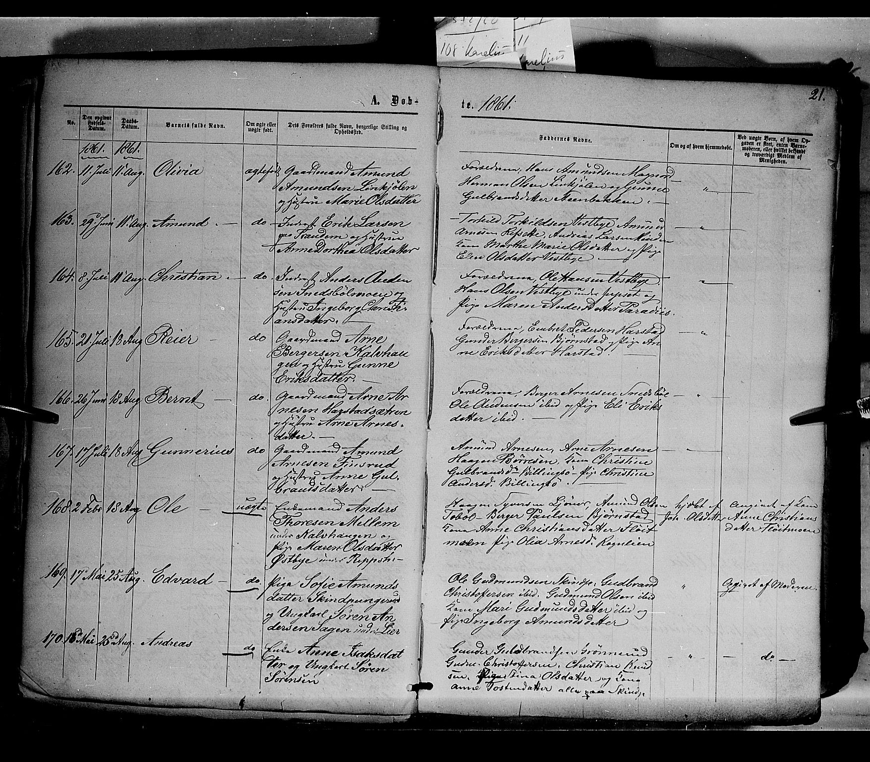 Eidskog prestekontor, AV/SAH-PREST-026/H/Ha/Haa/L0001: Parish register (official) no. 1, 1860-1867, p. 21