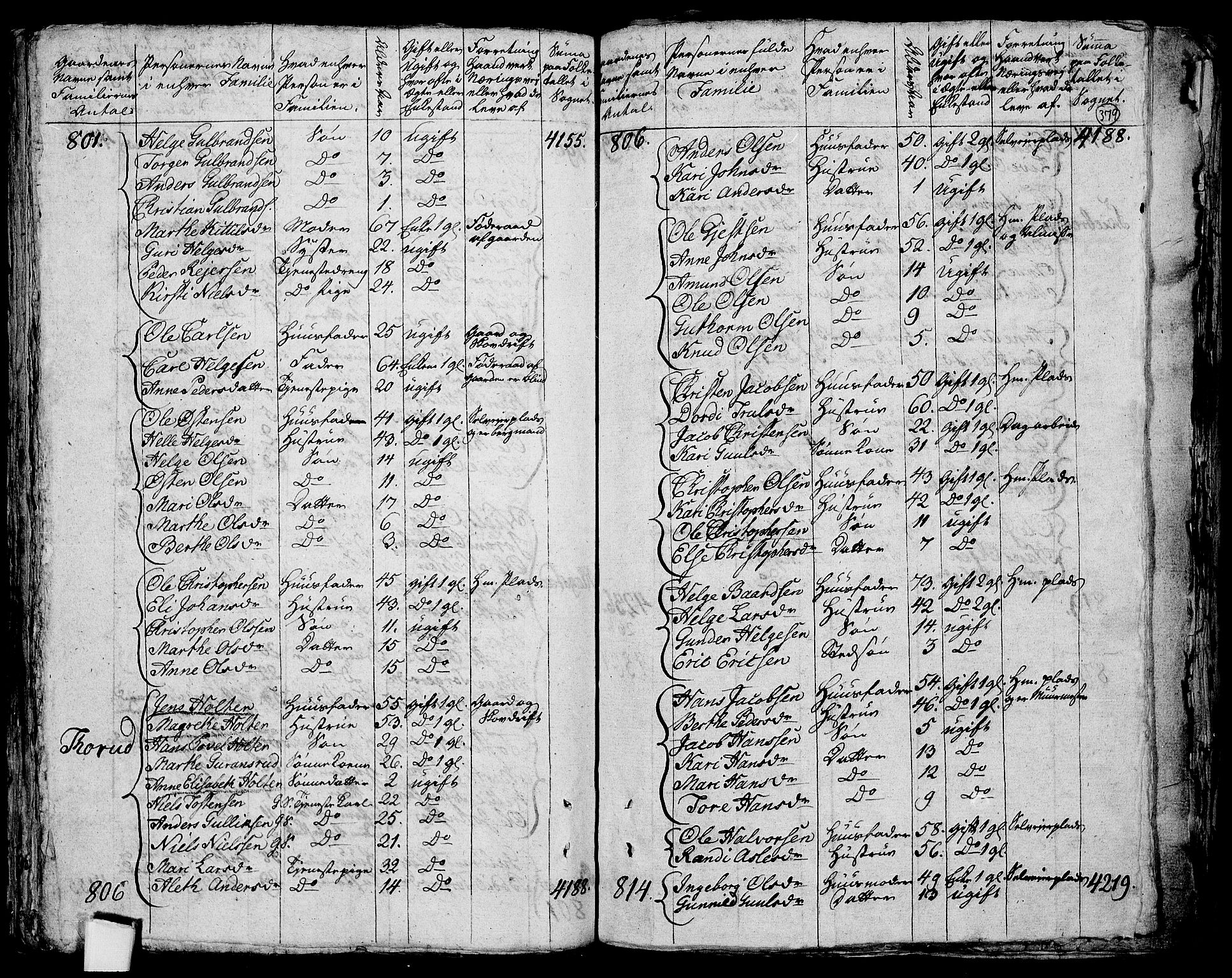 RA, 1801 census for 0623P Modum, 1801, p. 378b-379a