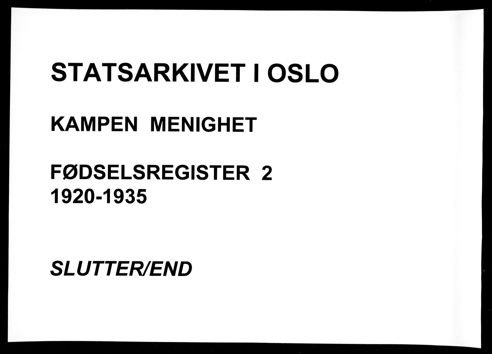 Kampen prestekontor Kirkebøker, AV/SAO-A-10853/J/Ja/L0002: Birth register no. 2, 1920-1935