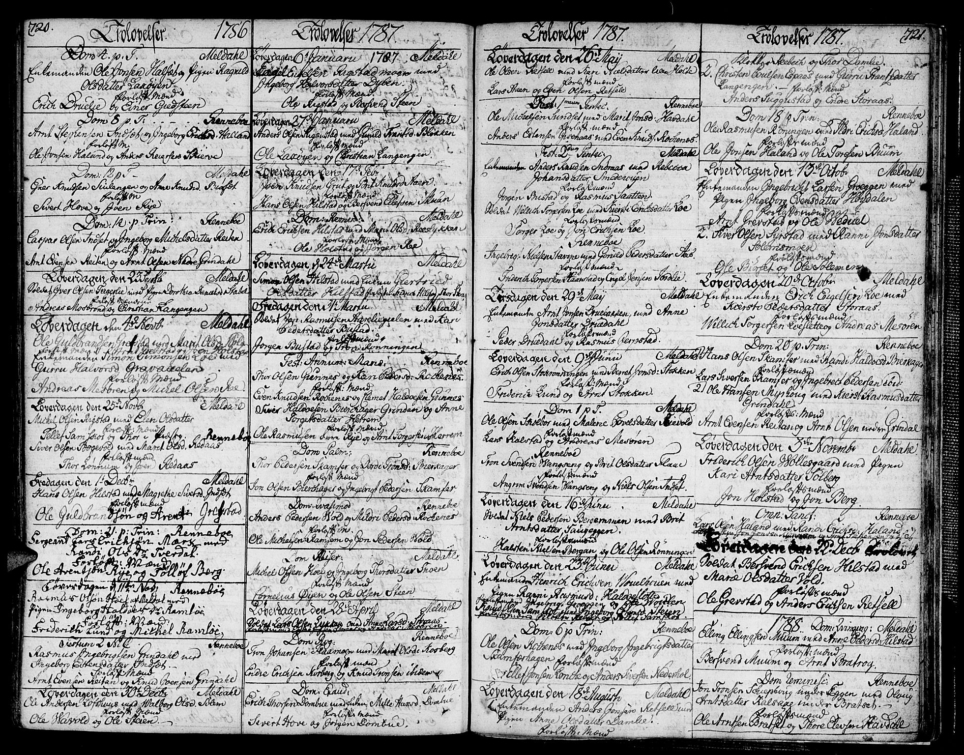 Ministerialprotokoller, klokkerbøker og fødselsregistre - Sør-Trøndelag, SAT/A-1456/672/L0852: Parish register (official) no. 672A05, 1776-1815, p. 720-721