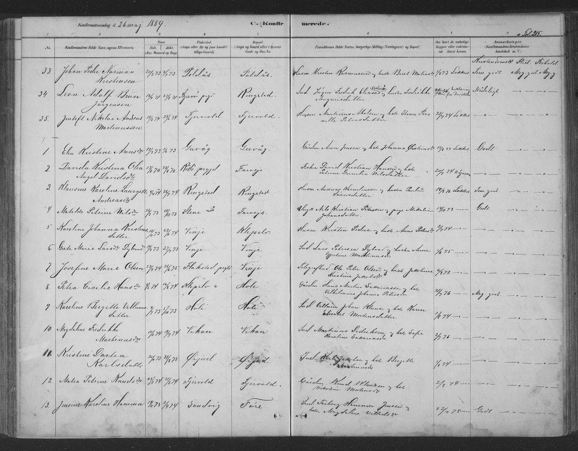 Ministerialprotokoller, klokkerbøker og fødselsregistre - Nordland, AV/SAT-A-1459/891/L1302: Parish register (official) no. 891A07, 1878-1895, p. 215