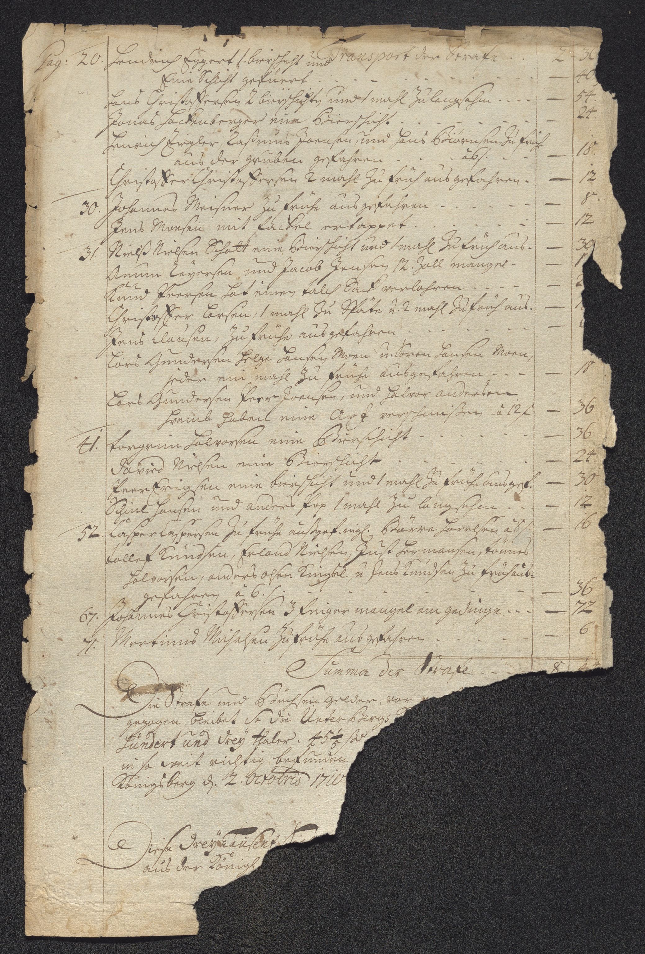 Kongsberg Sølvverk 1623-1816, AV/SAKO-EA-3135/001/D/Dc/Dcd/L0099: Utgiftsregnskap for gruver m.m., 1710, p. 430