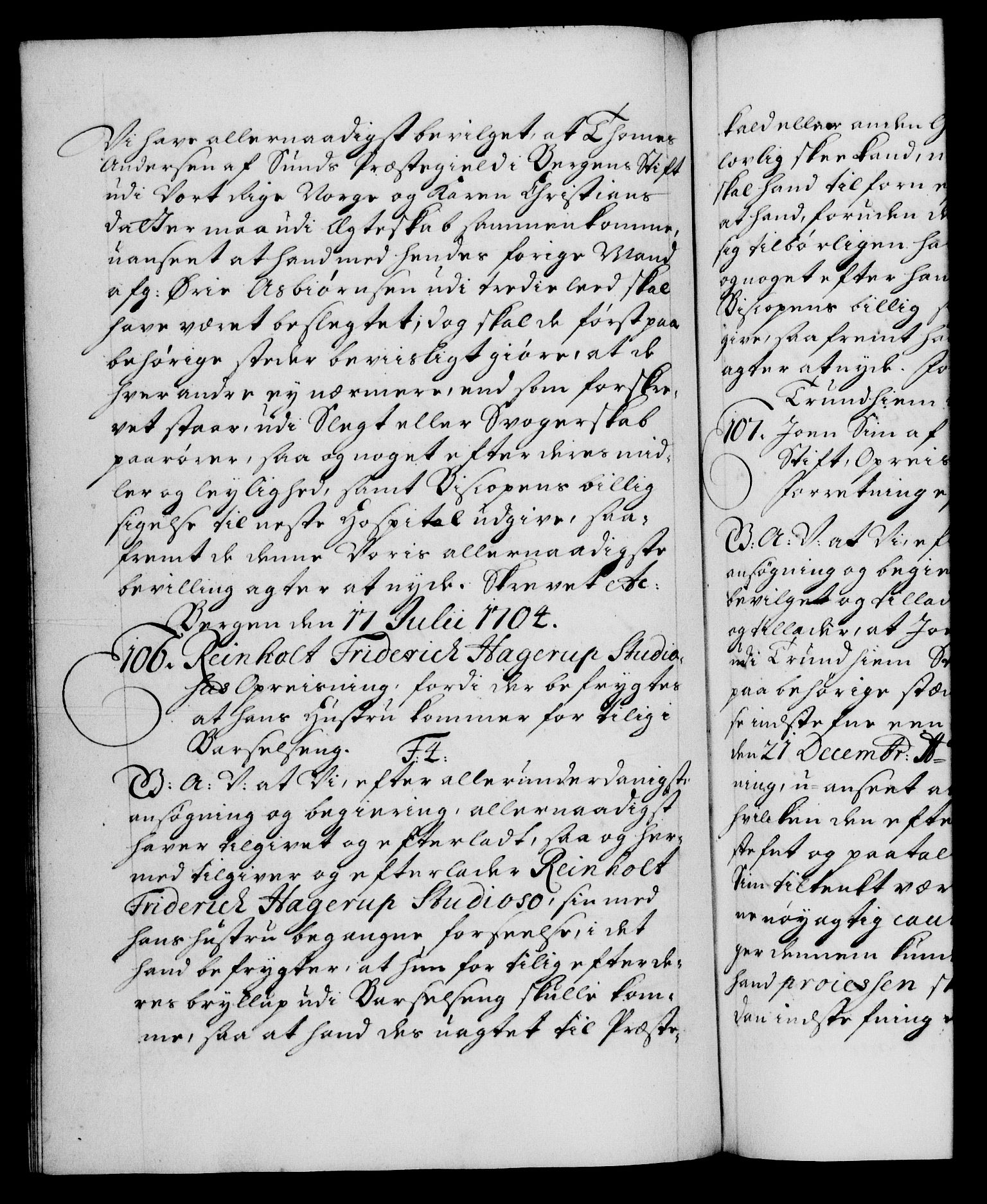 Danske Kanselli 1572-1799, RA/EA-3023/F/Fc/Fca/Fcaa/L0019: Norske registre, 1704-1707, p. 59b