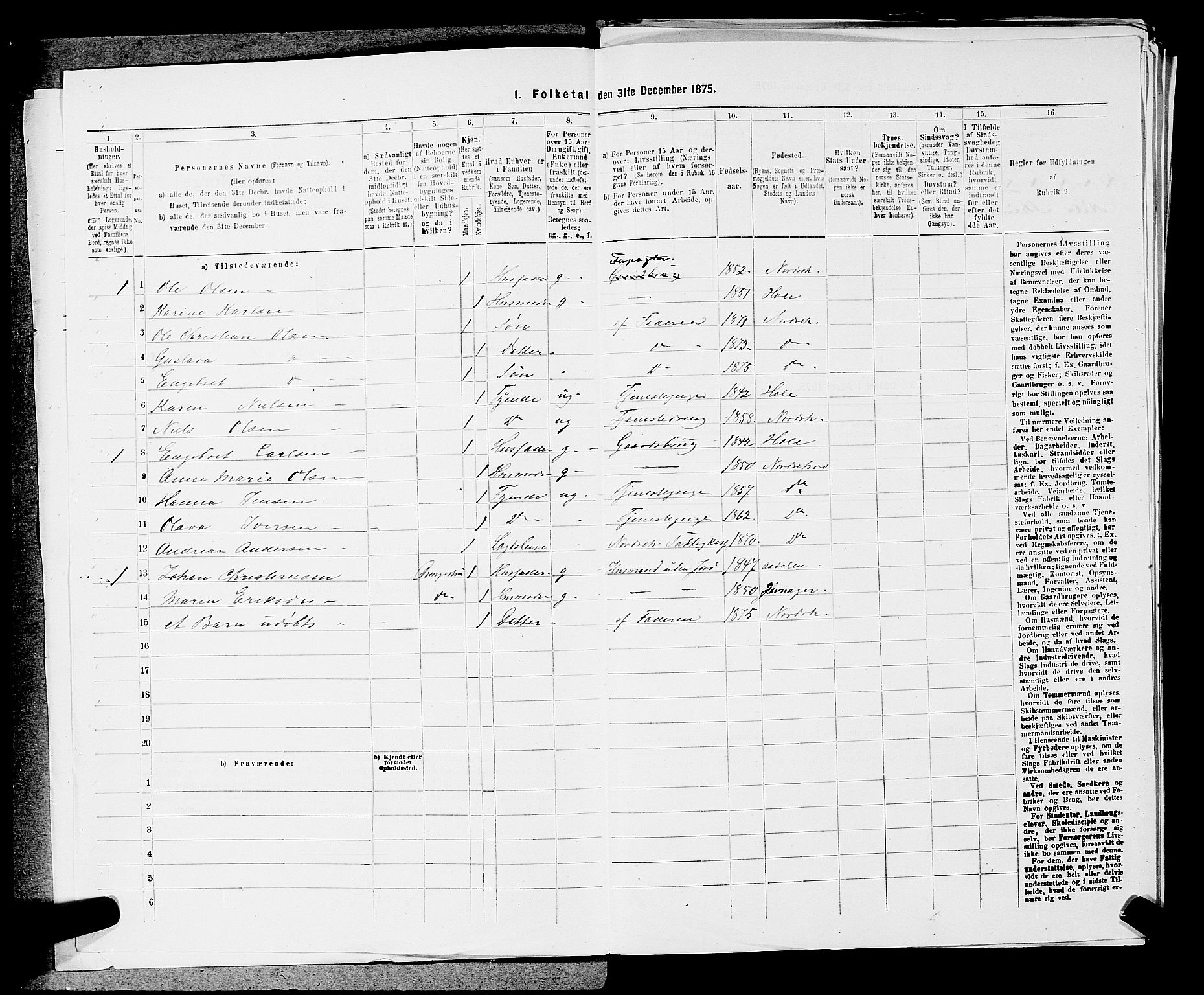 SAKO, 1875 census for 0613L Norderhov/Norderhov, Haug og Lunder, 1875, p. 1501