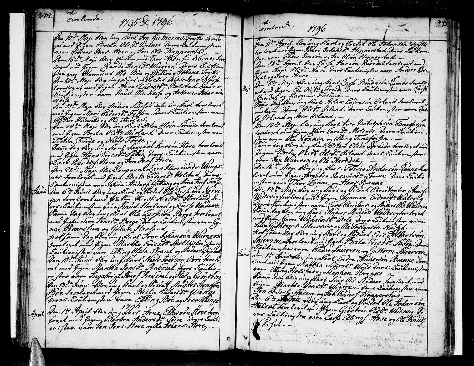 Vik sokneprestembete, SAB/A-81501: Parish register (official) no. A 5, 1787-1820, p. 244-245