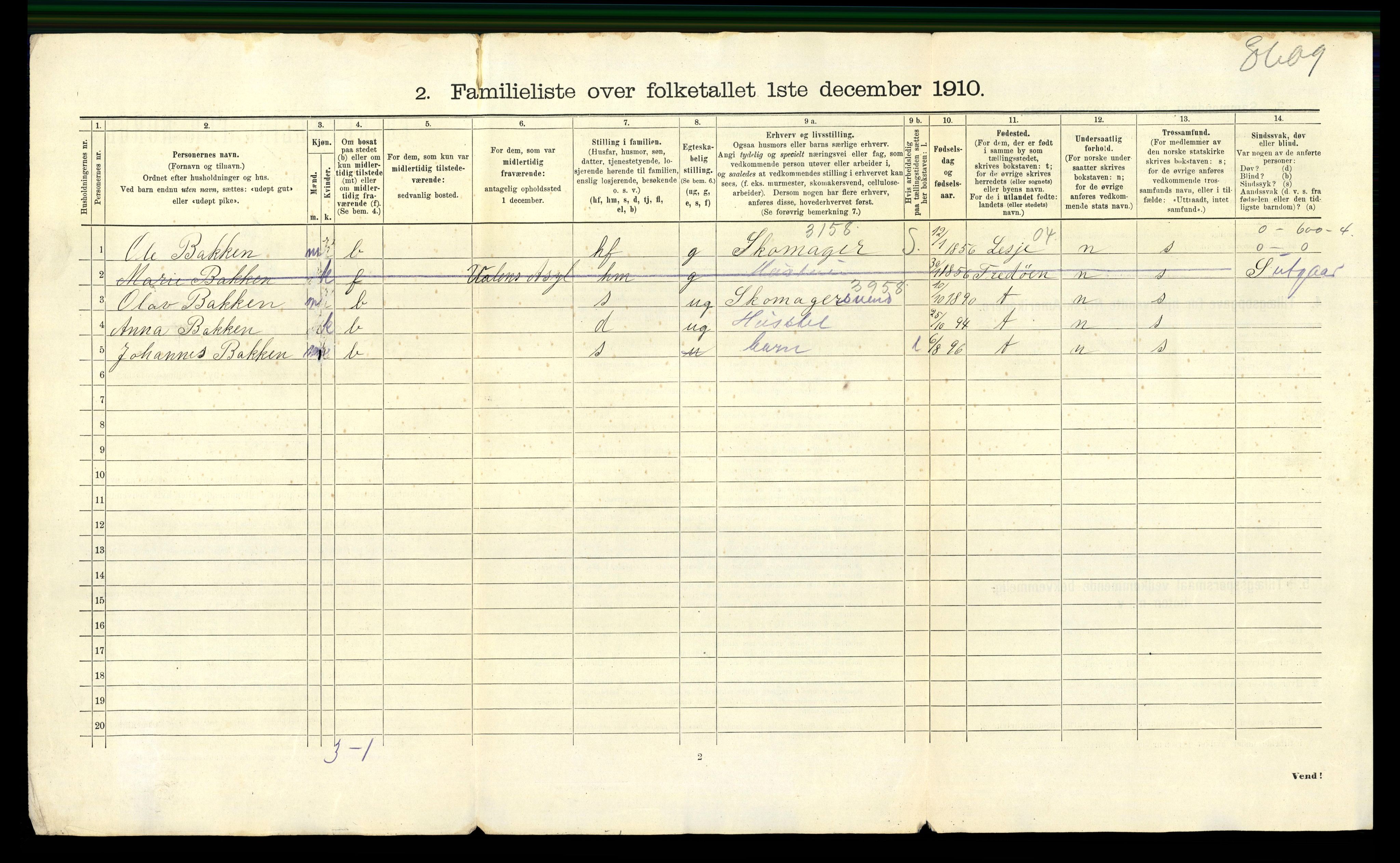 RA, 1910 census for Kristiansund, 1910, p. 980