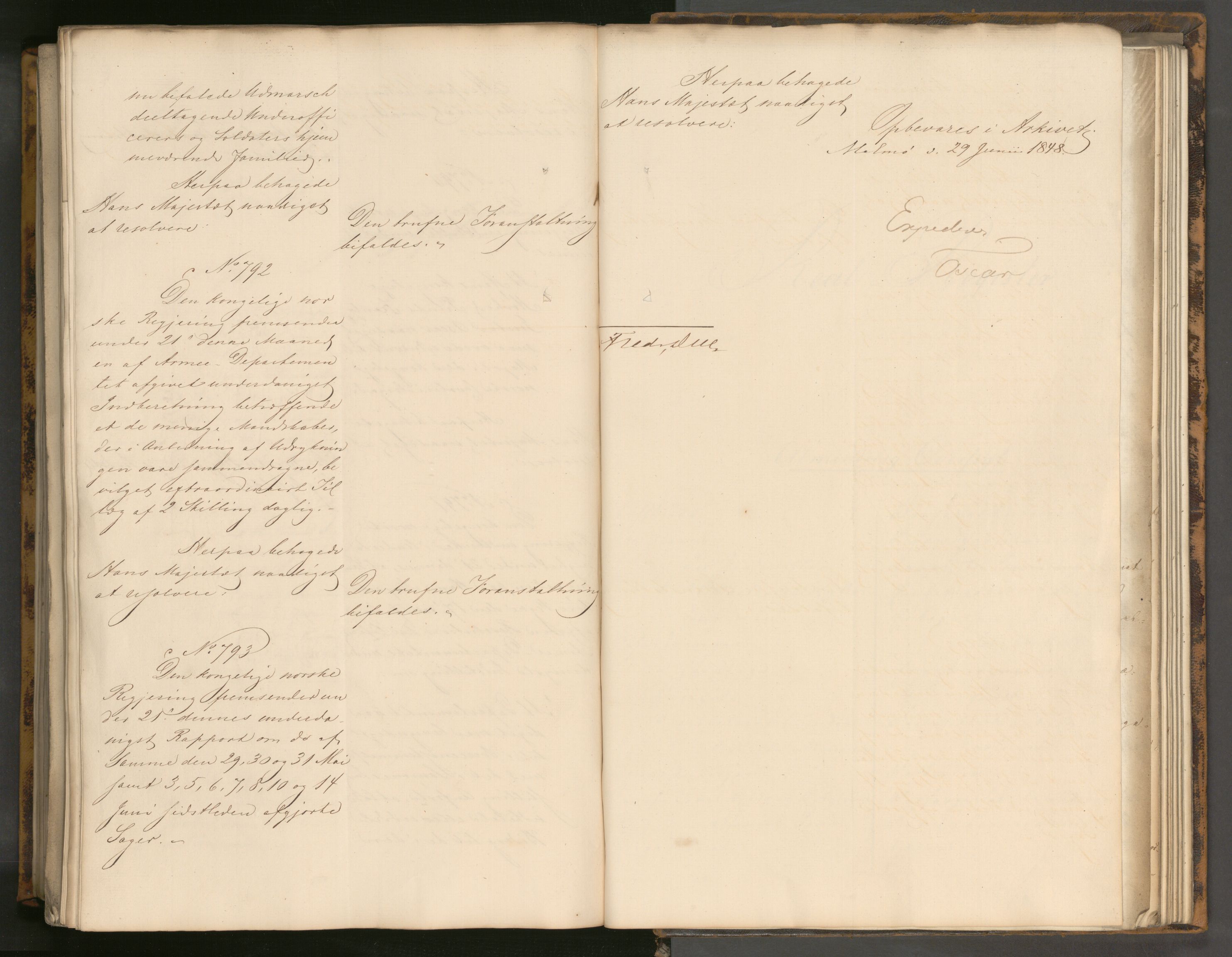 Statsrådssekretariatet, AV/RA-S-1001/A/Ab/L0067: Kgl. res. nr. 1-793, 1. halvår, 1848