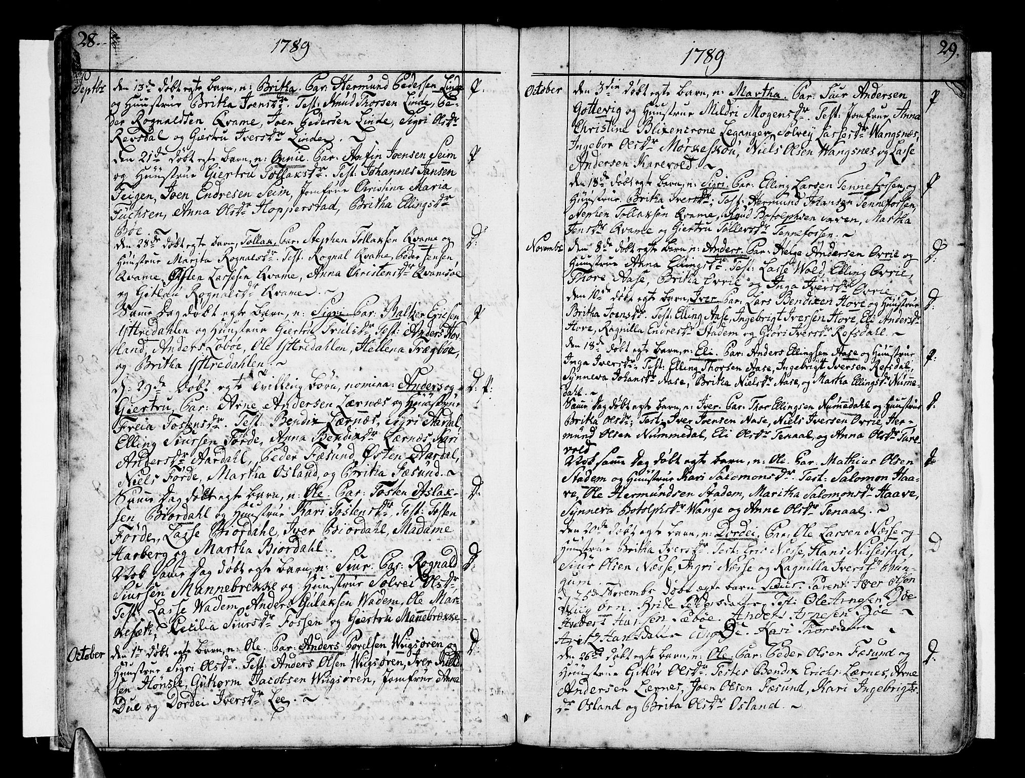 Vik sokneprestembete, AV/SAB-A-81501/H/Haa/Haaa/L0005: Parish register (official) no. A 5, 1787-1820, p. 28-29