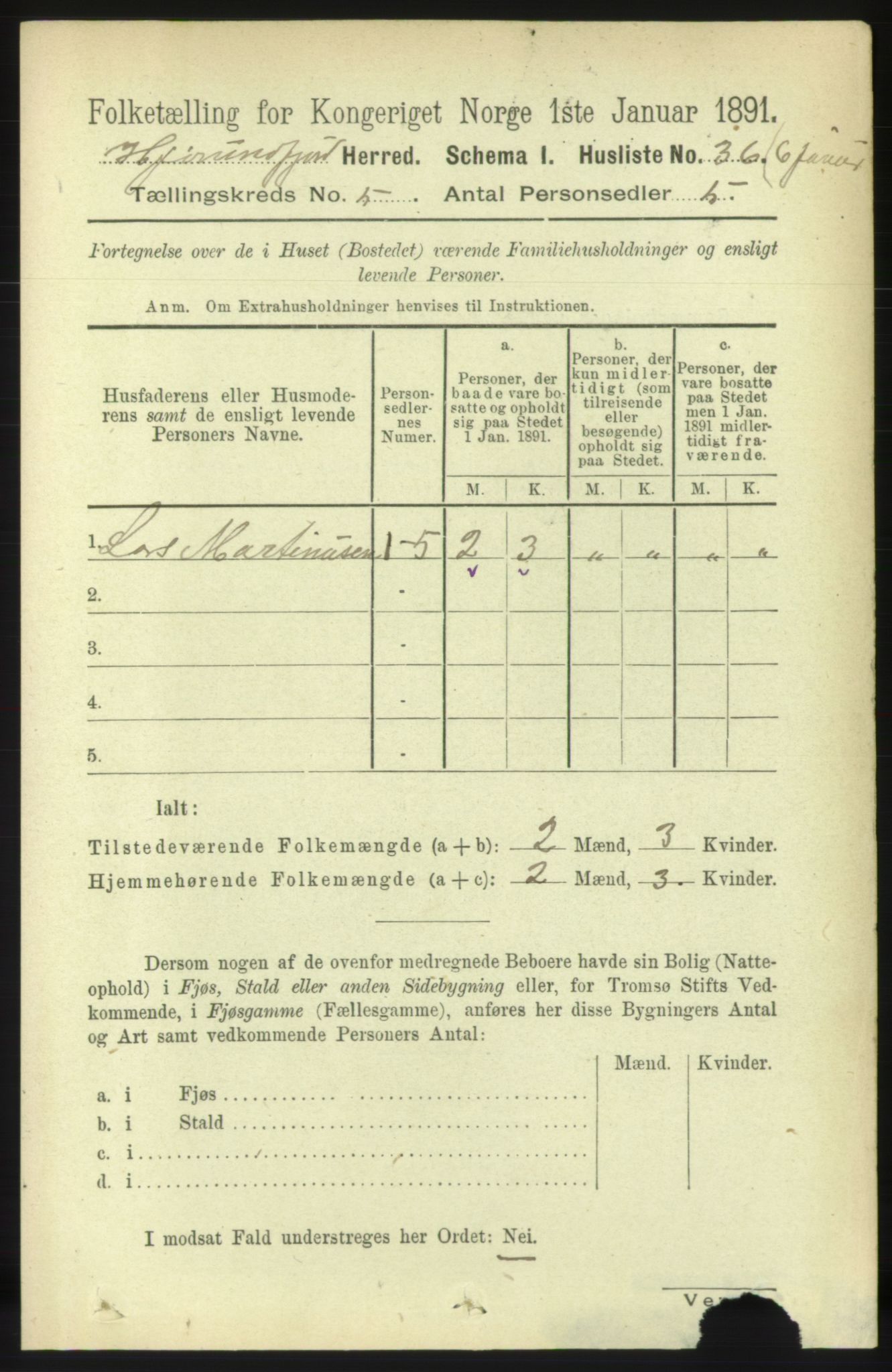 RA, 1891 census for 1522 Hjørundfjord, 1891, p. 892