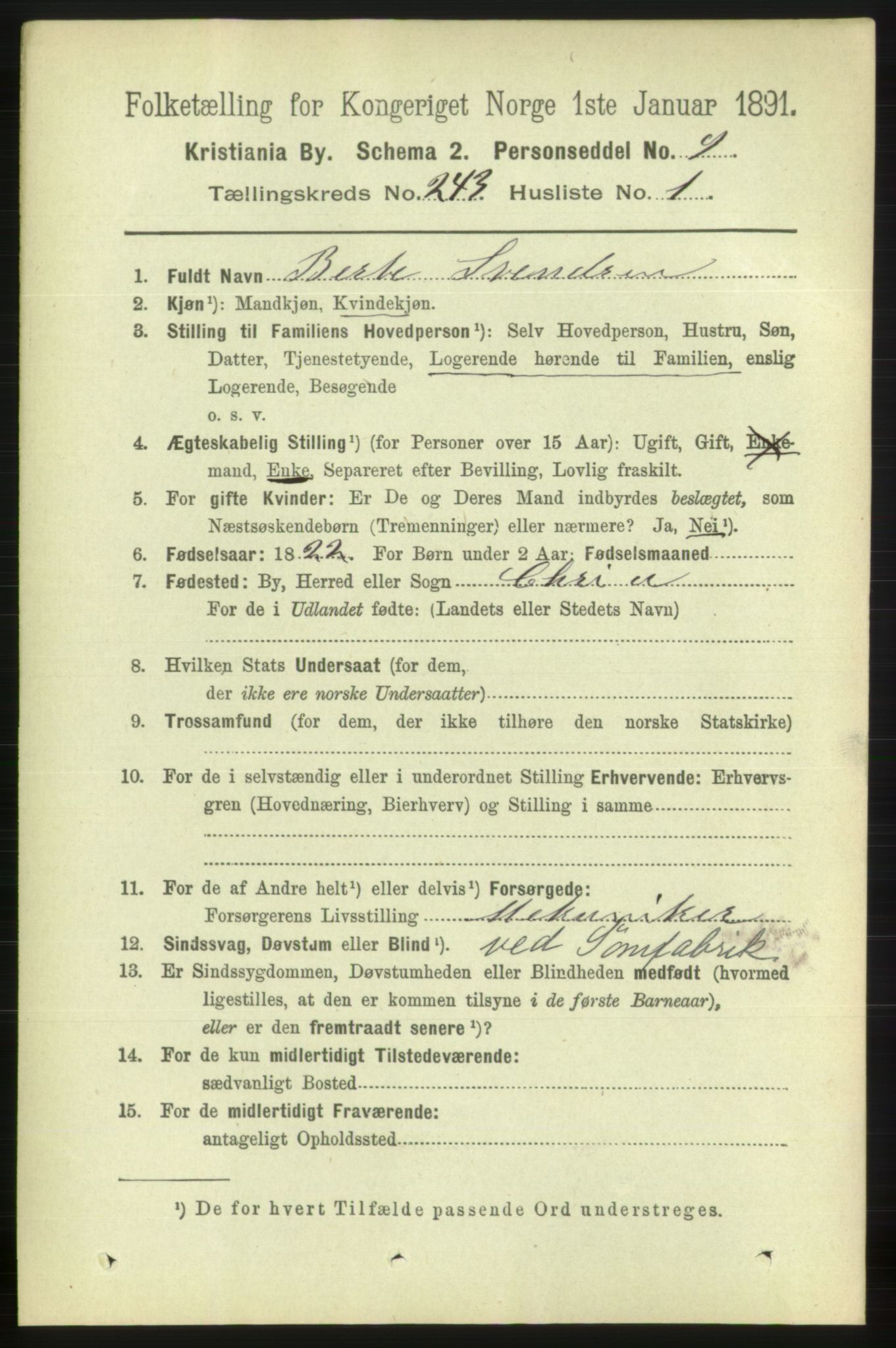 RA, 1891 census for 0301 Kristiania, 1891, p. 147814