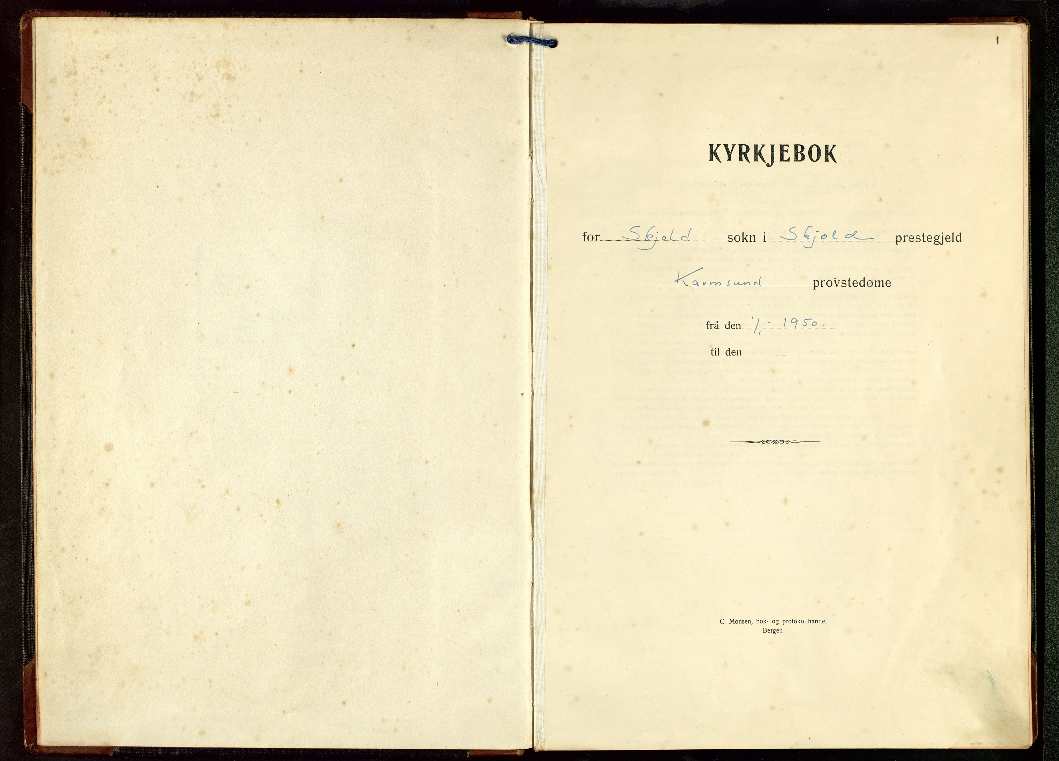 Skjold sokneprestkontor, AV/SAST-A-101847/H/Ha/Hab/L0013: Parish register (copy) no. B 13, 1949-1969, p. 1