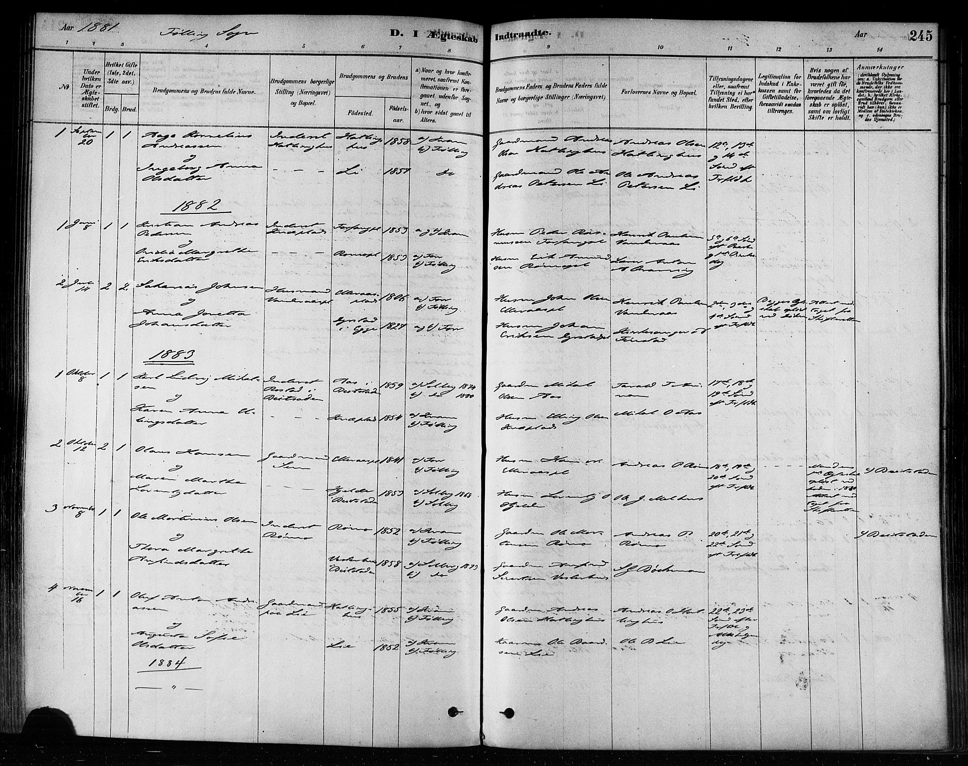 Ministerialprotokoller, klokkerbøker og fødselsregistre - Nord-Trøndelag, SAT/A-1458/746/L0449: Parish register (official) no. 746A07 /3, 1878-1899, p. 245