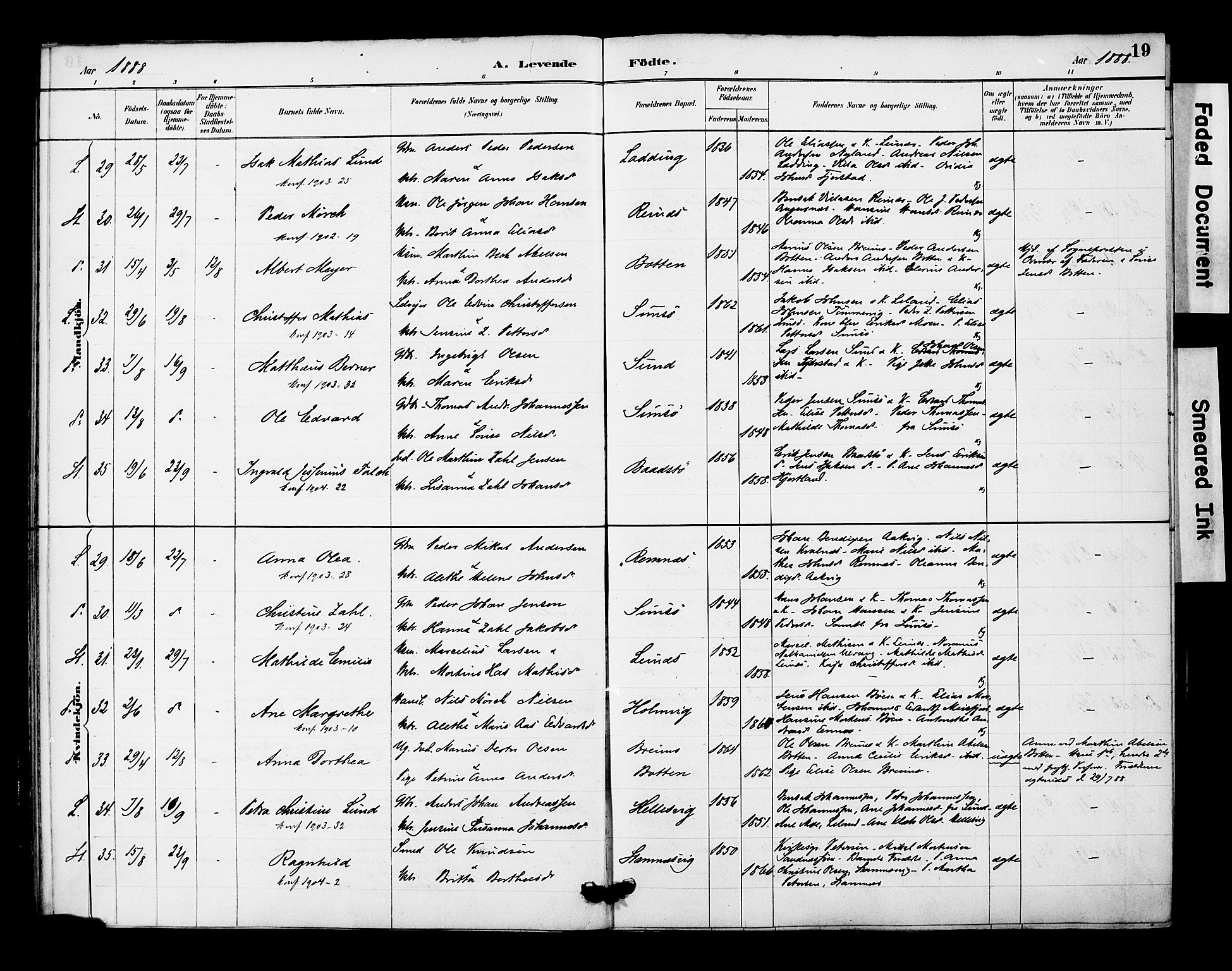 Ministerialprotokoller, klokkerbøker og fødselsregistre - Nordland, AV/SAT-A-1459/831/L0471: Parish register (official) no. 831A02, 1886-1901, p. 19