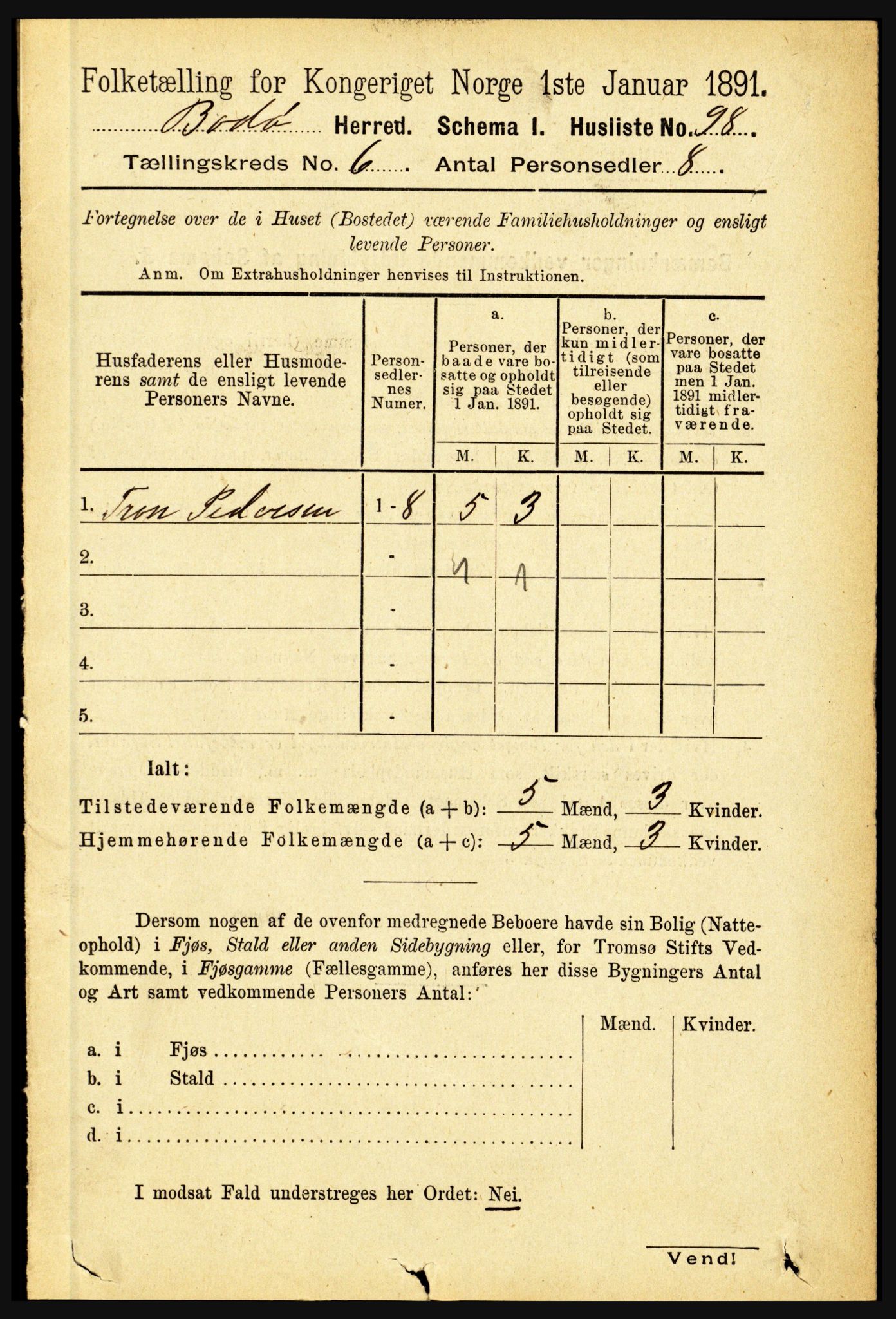 RA, 1891 census for 1843 Bodø, 1891, p. 3927