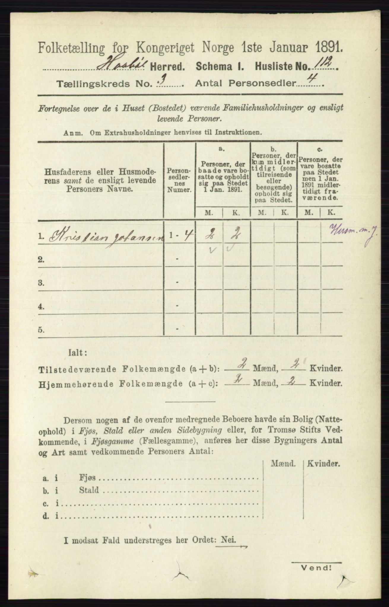 RA, 1891 census for 0138 Hobøl, 1891, p. 1704