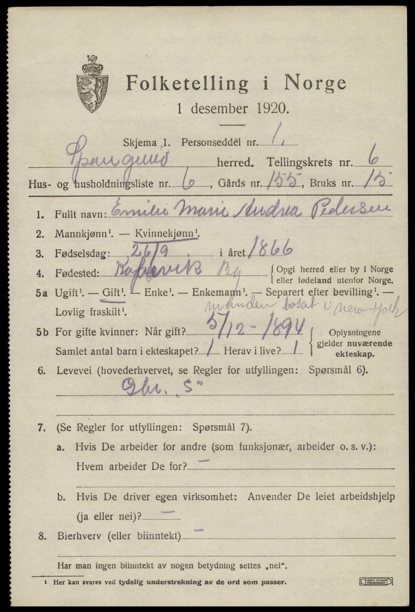 SAK, 1920 census for Spangereid, 1920, p. 2241
