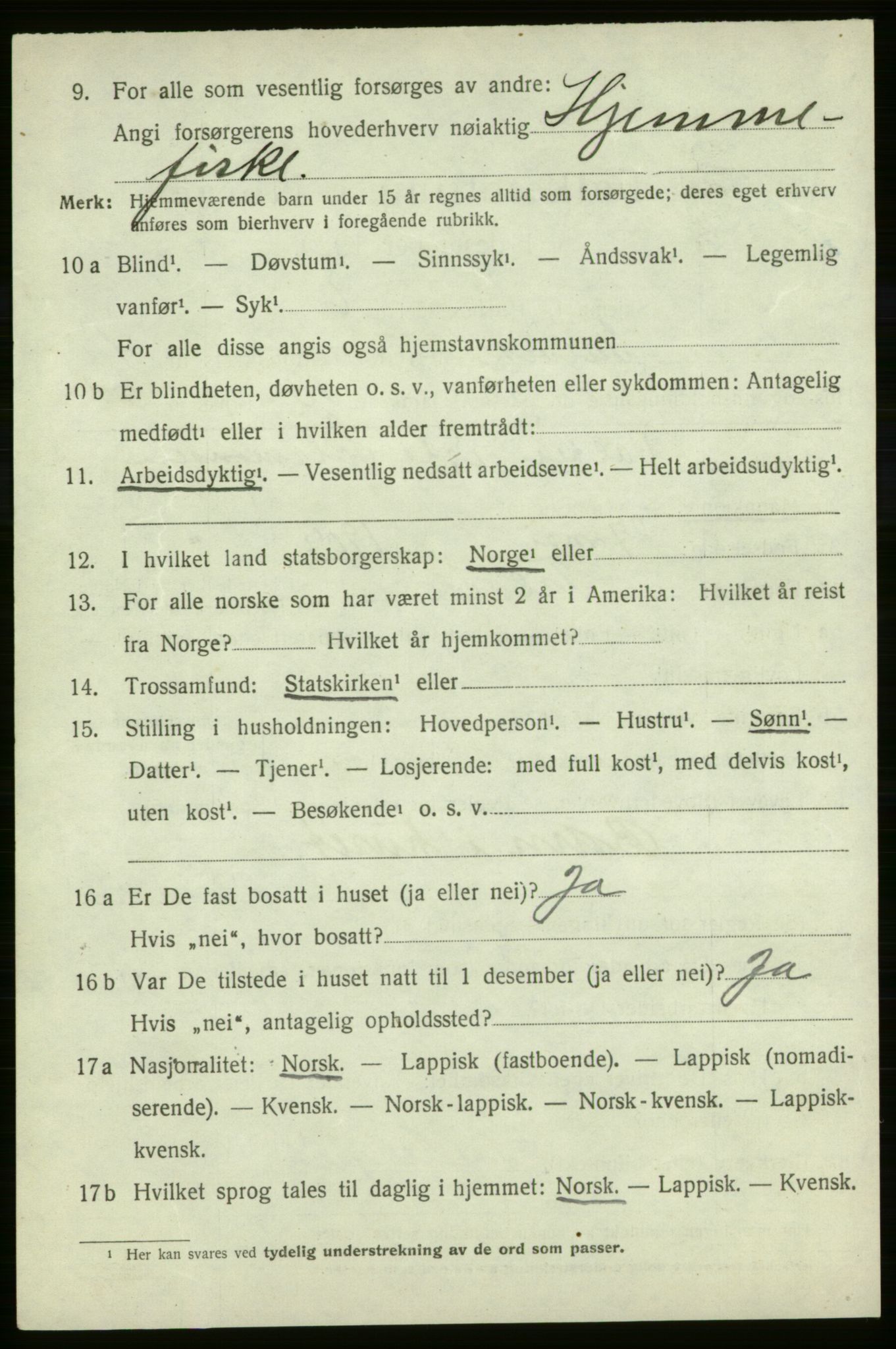 SATØ, 1920 census for Talvik, 1920, p. 3249