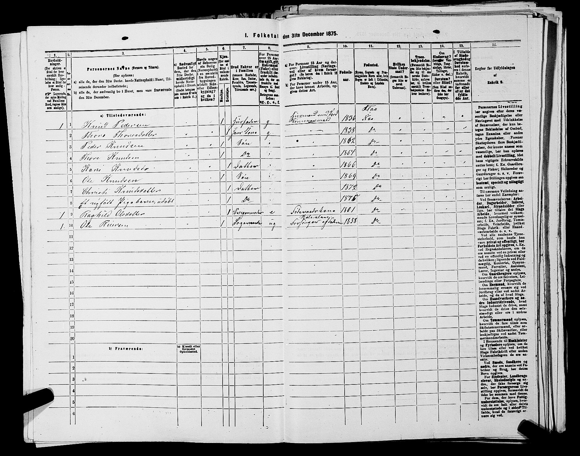 SAKO, 1875 census for 0616P Nes, 1875, p. 1176