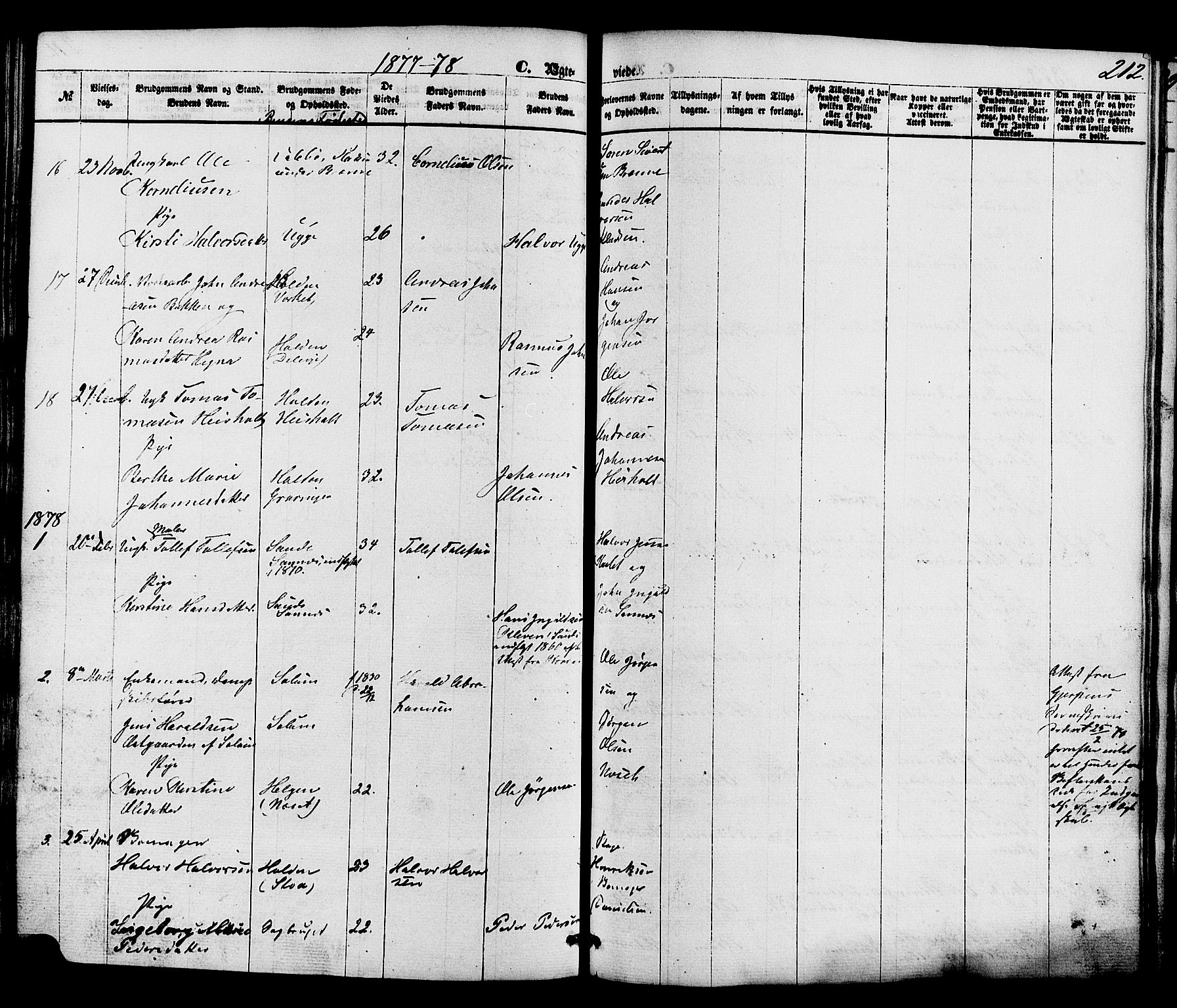 Holla kirkebøker, SAKO/A-272/F/Fa/L0007: Parish register (official) no. 7, 1869-1881, p. 212