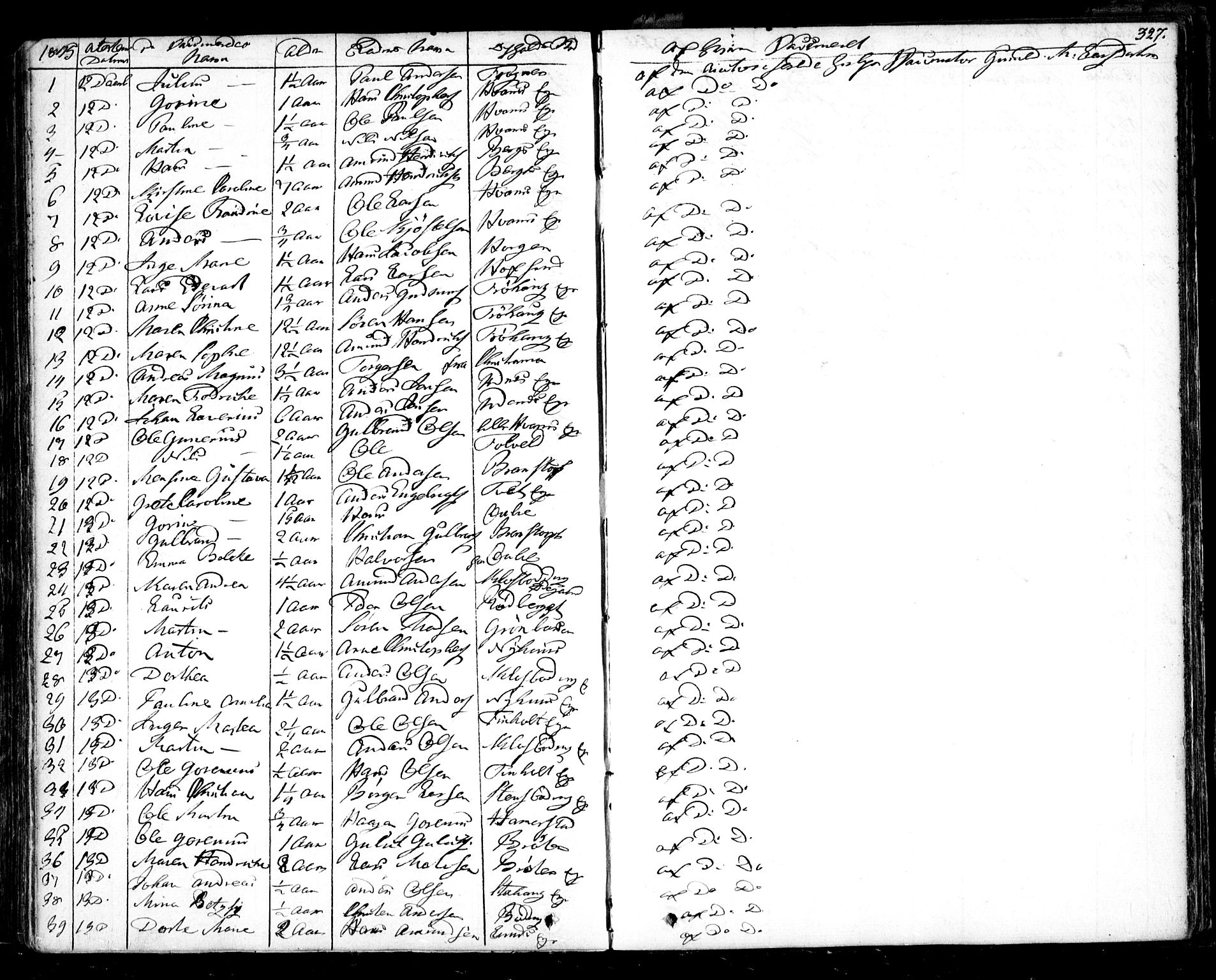 Nes prestekontor Kirkebøker, AV/SAO-A-10410/F/Fa/L0006: Parish register (official) no. I 6, 1833-1845, p. 327