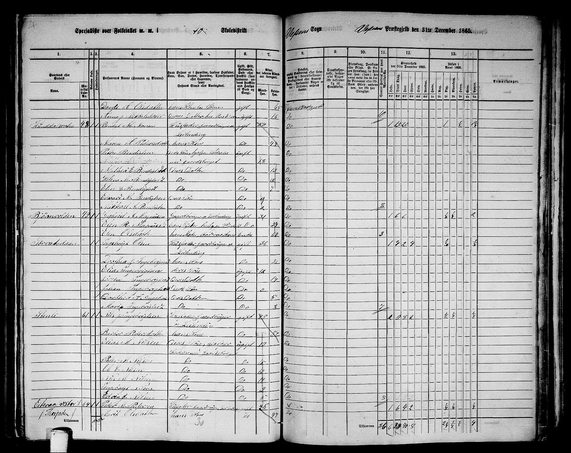 RA, 1865 census for Vefsn, 1865, p. 197