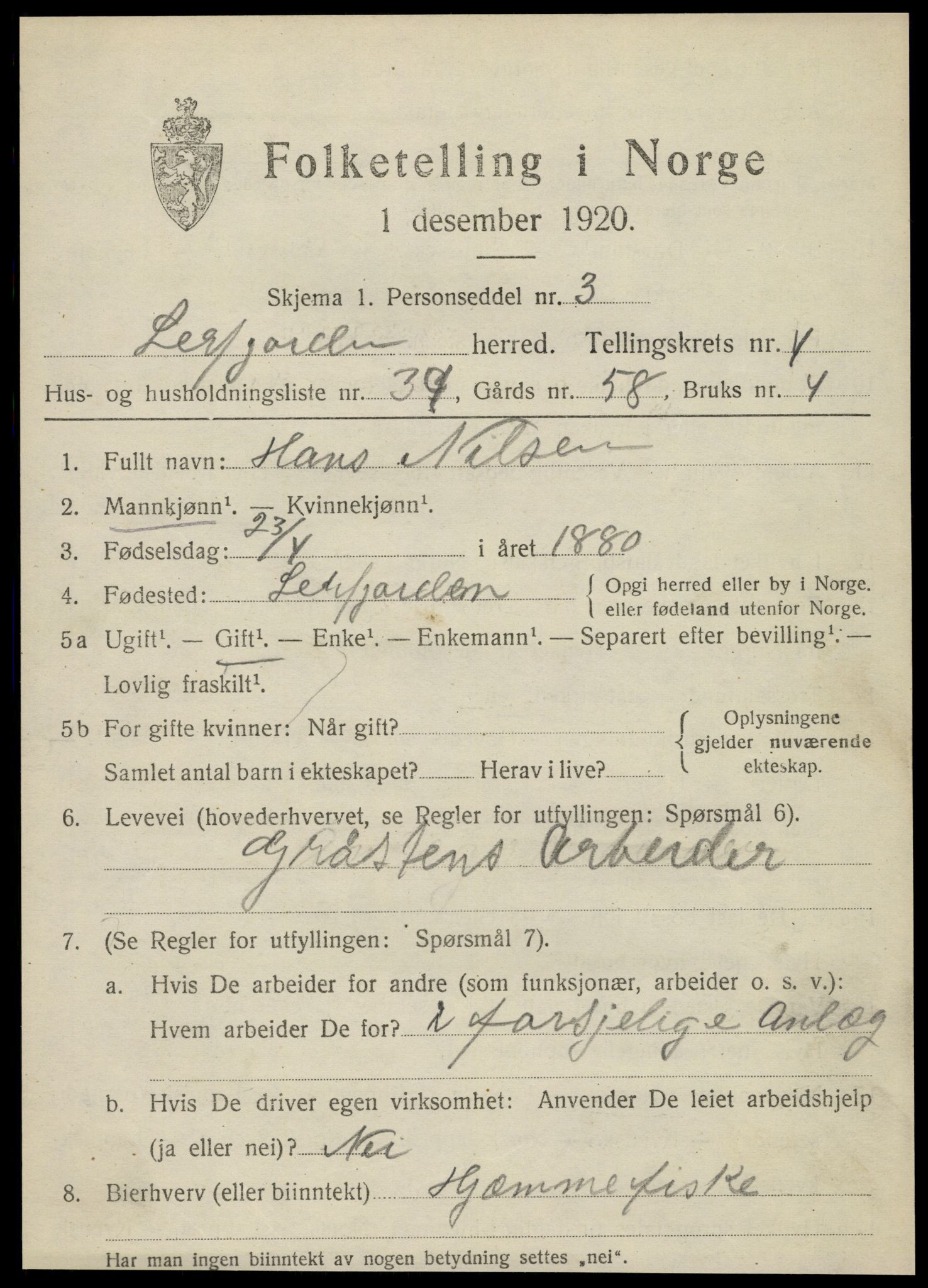 SAT, 1920 census for Leirfjord, 1920, p. 2941