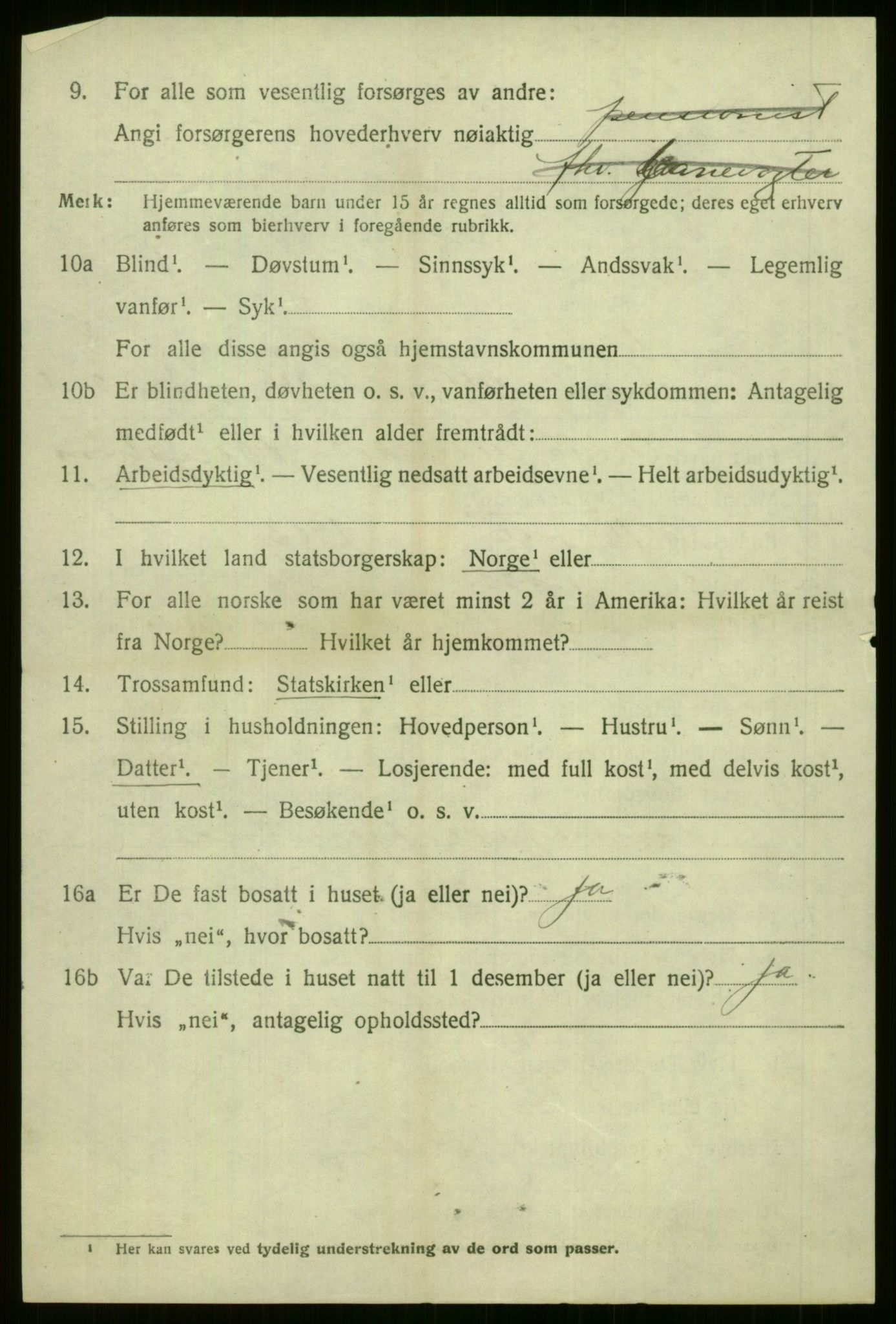 SAB, 1920 census for Voss, 1920, p. 4466