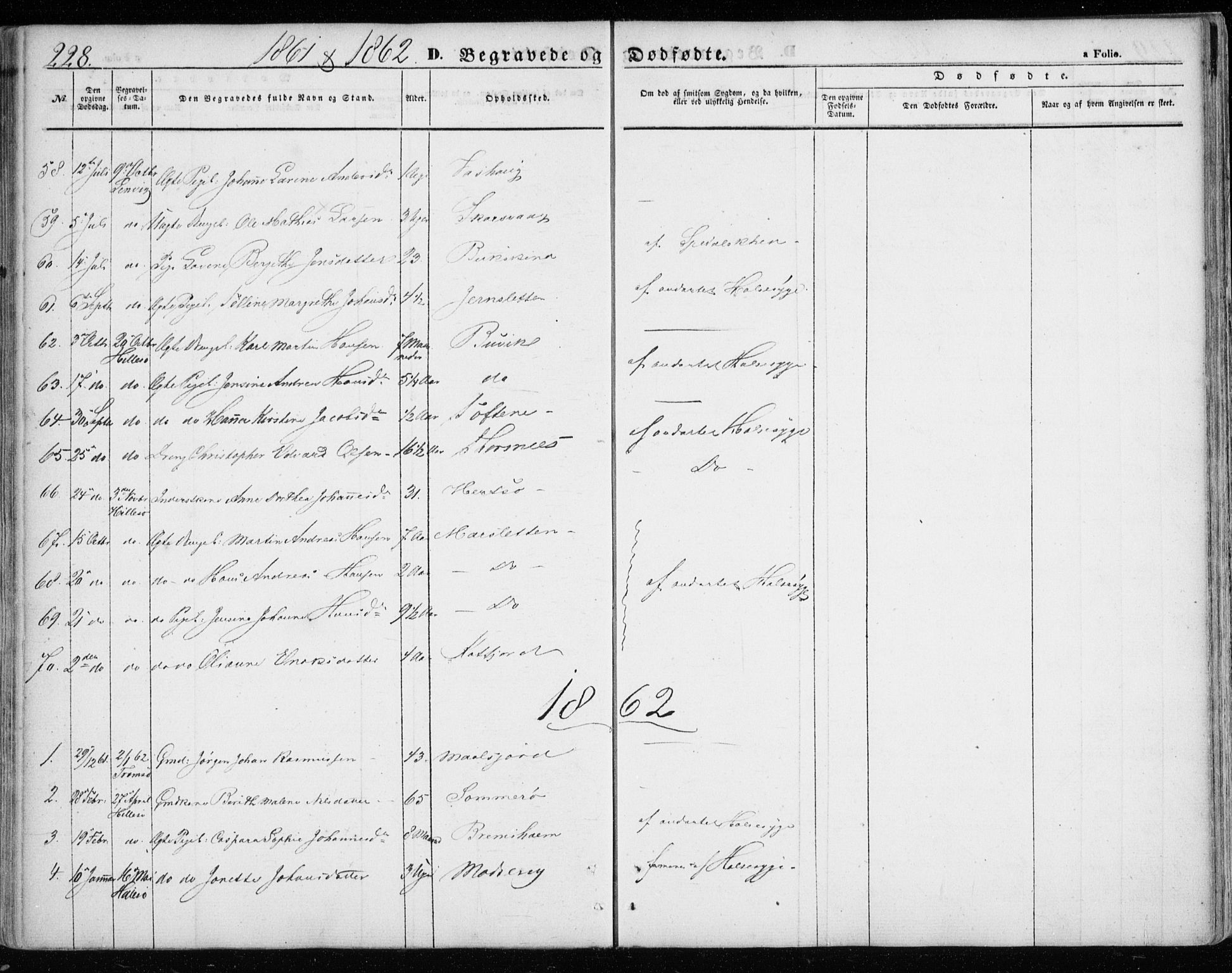 Lenvik sokneprestembete, SATØ/S-1310/H/Ha/Haa/L0007kirke: Parish register (official) no. 7, 1855-1865, p. 228