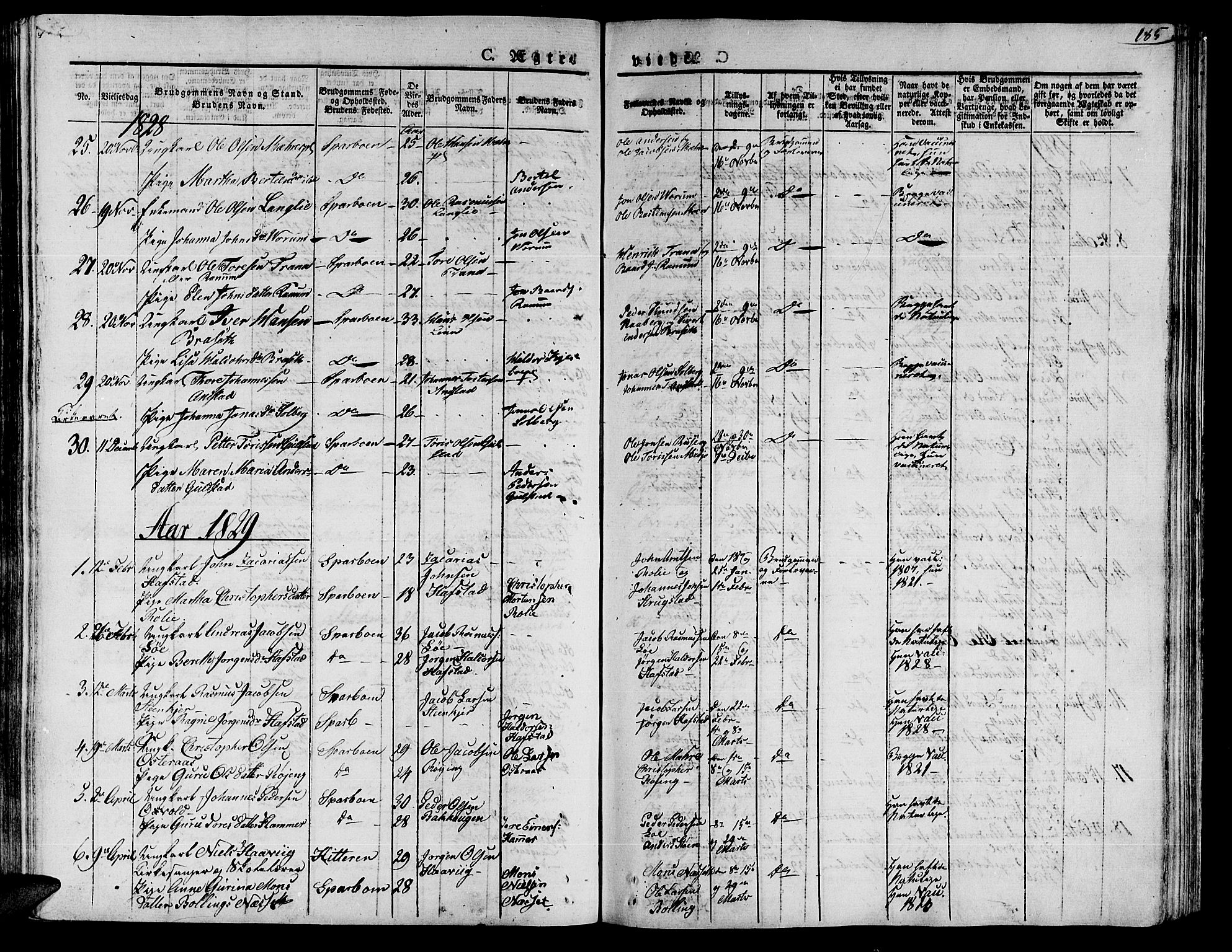 Ministerialprotokoller, klokkerbøker og fødselsregistre - Nord-Trøndelag, SAT/A-1458/735/L0336: Parish register (official) no. 735A05 /1, 1825-1835, p. 185