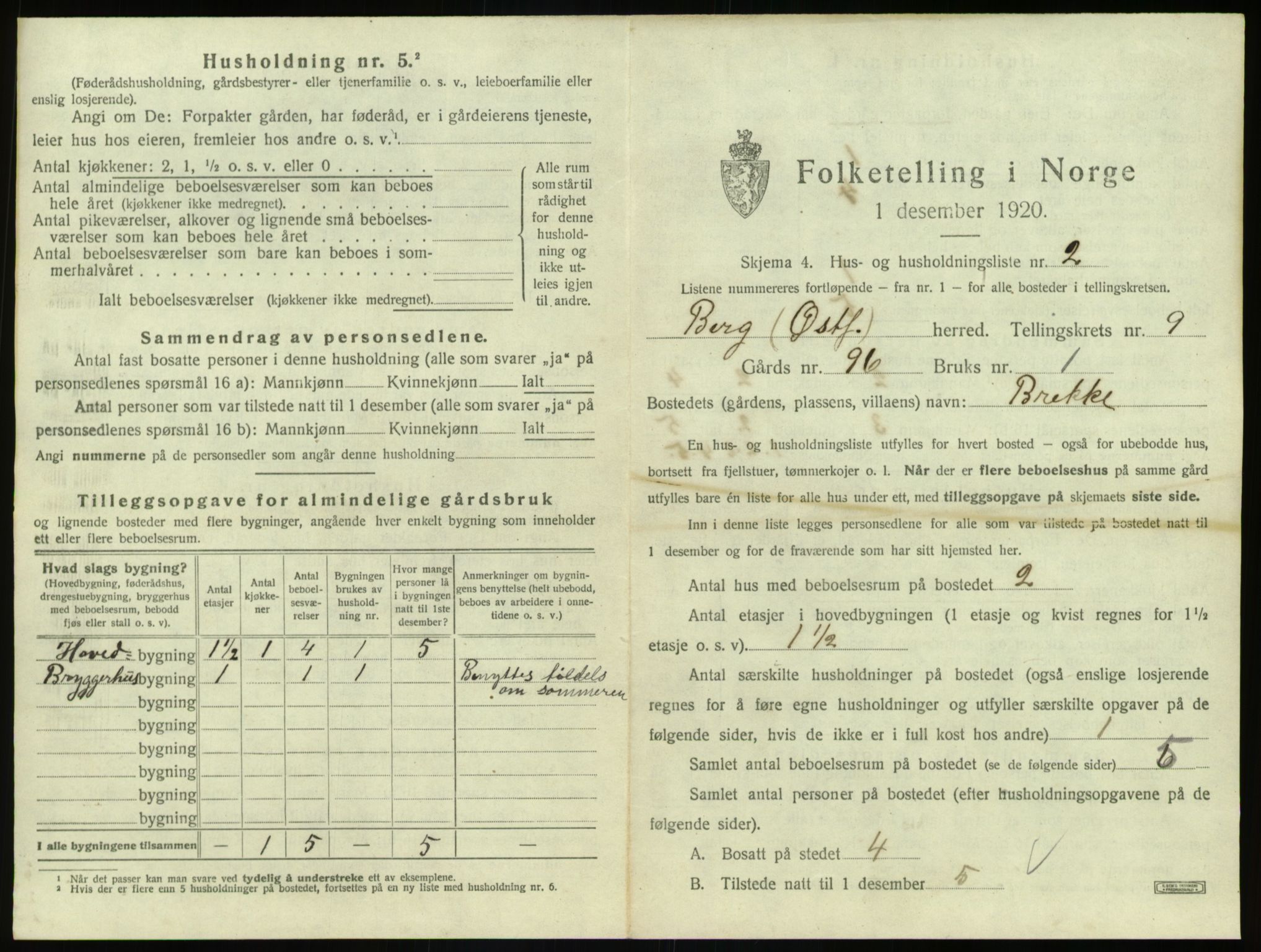 SAO, 1920 census for Berg, 1920, p. 1919