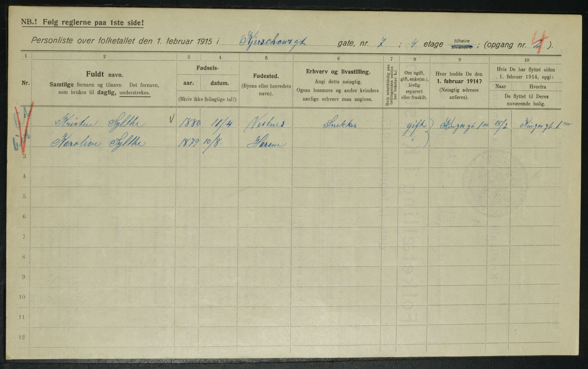 OBA, Municipal Census 1915 for Kristiania, 1915, p. 49037