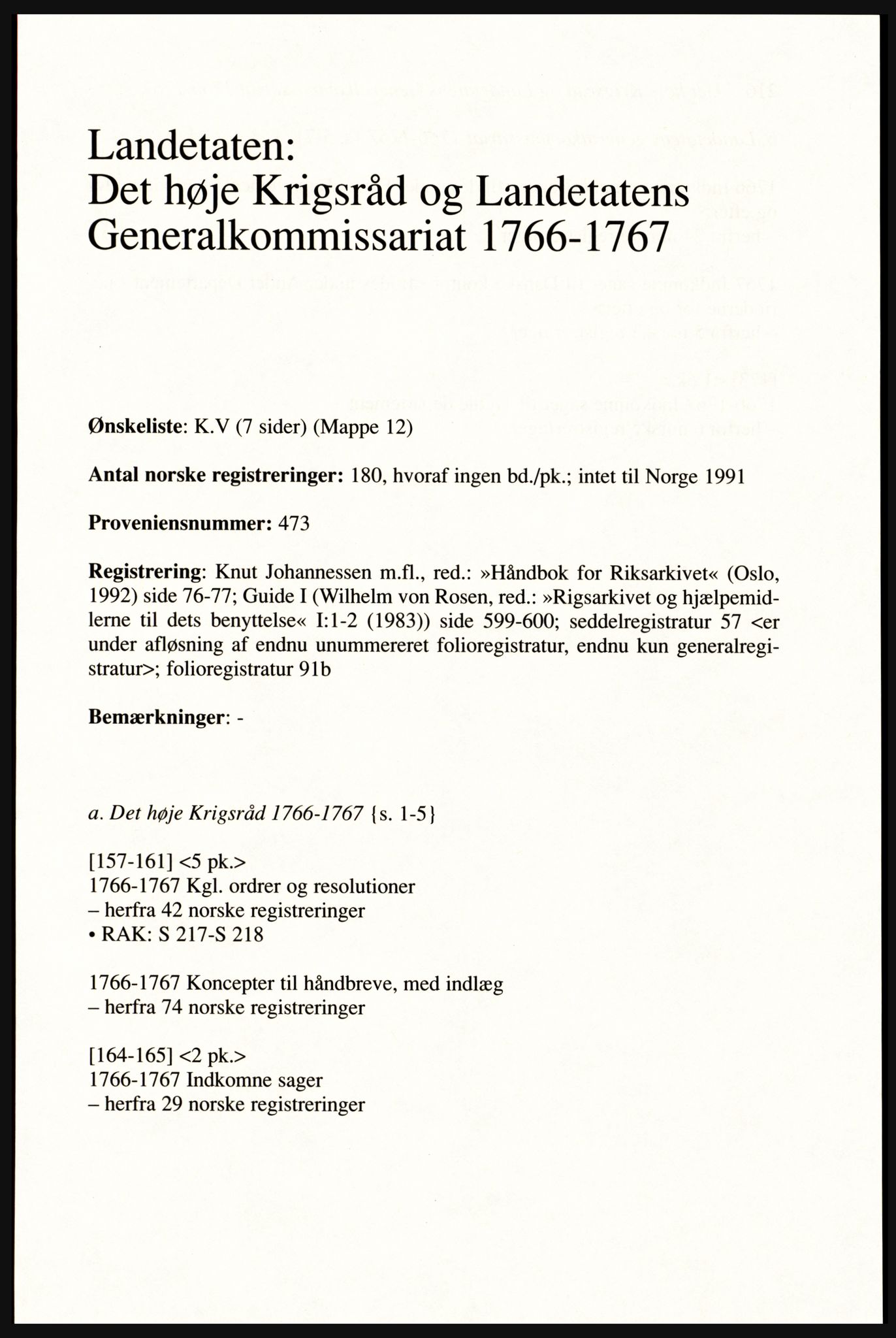 Publikasjoner utgitt av Arkivverket, PUBL/PUBL-001/A/0002: Erik Gøbel: NOREG, Tværregistratur over norgesrelevant materiale i Rigsarkivet i København (2000), 2000, p. 217